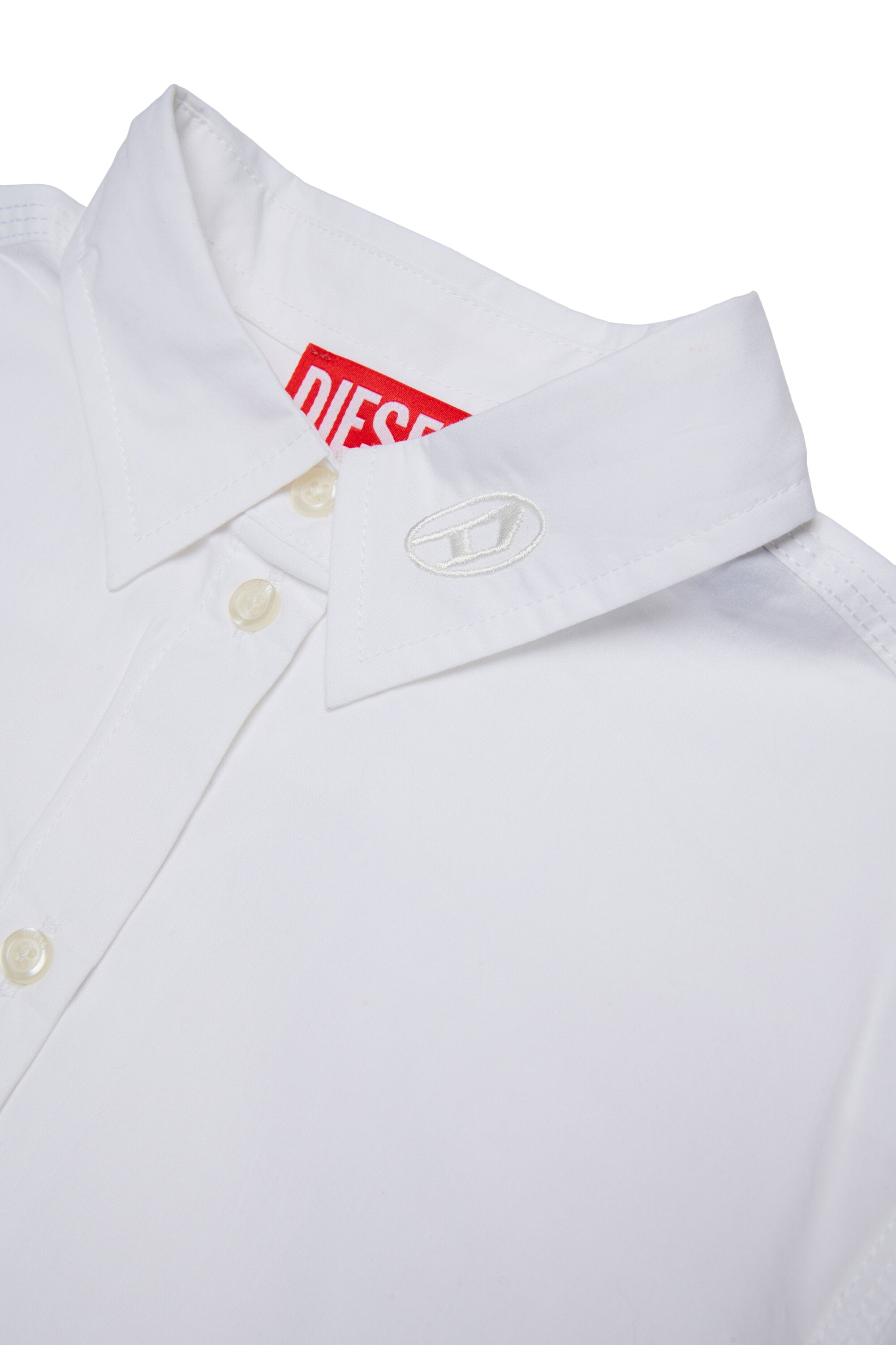 Boxy poplin shirt branded with logo on collar
