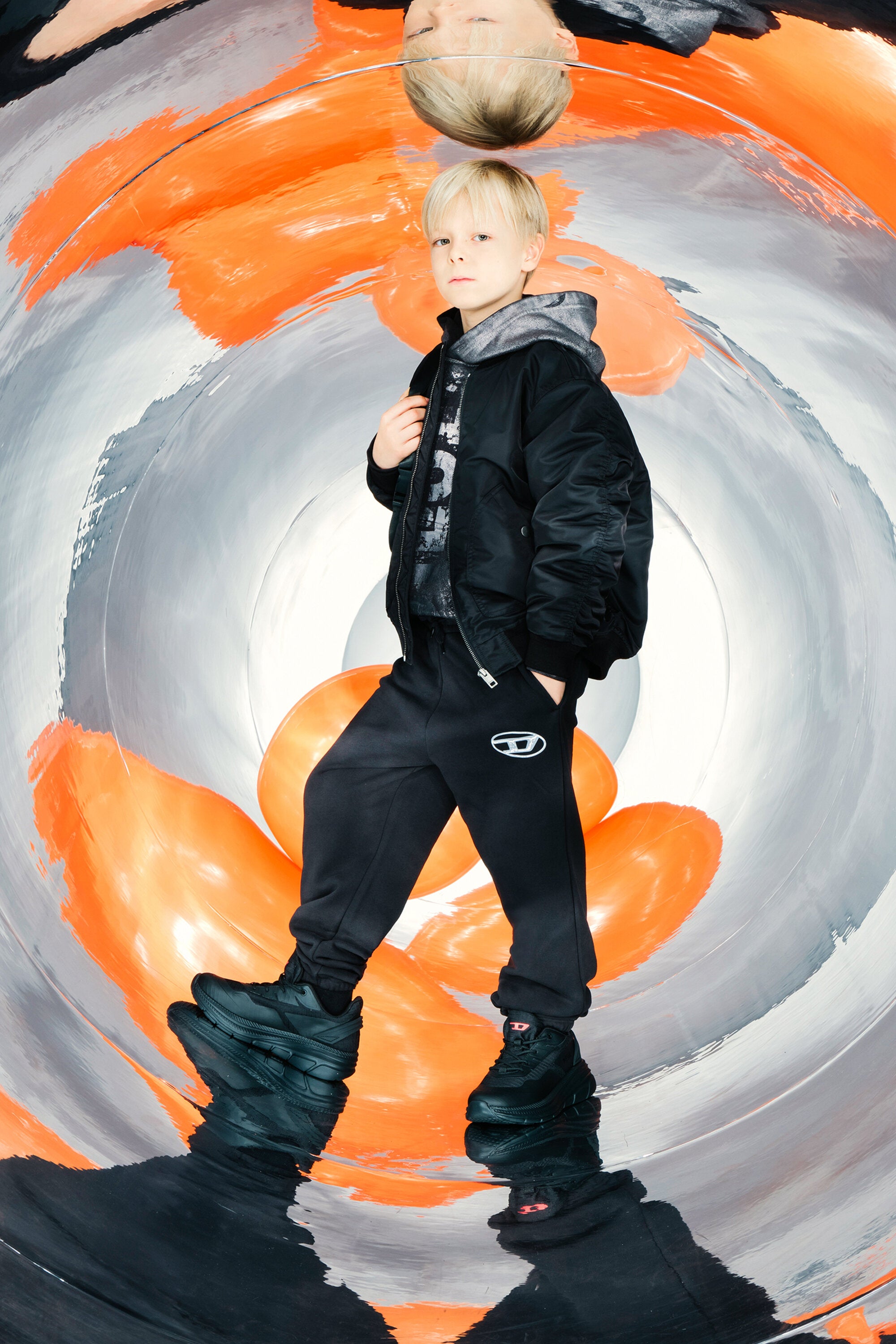 Chaqueta bomber de gabardina con logotipo maxi