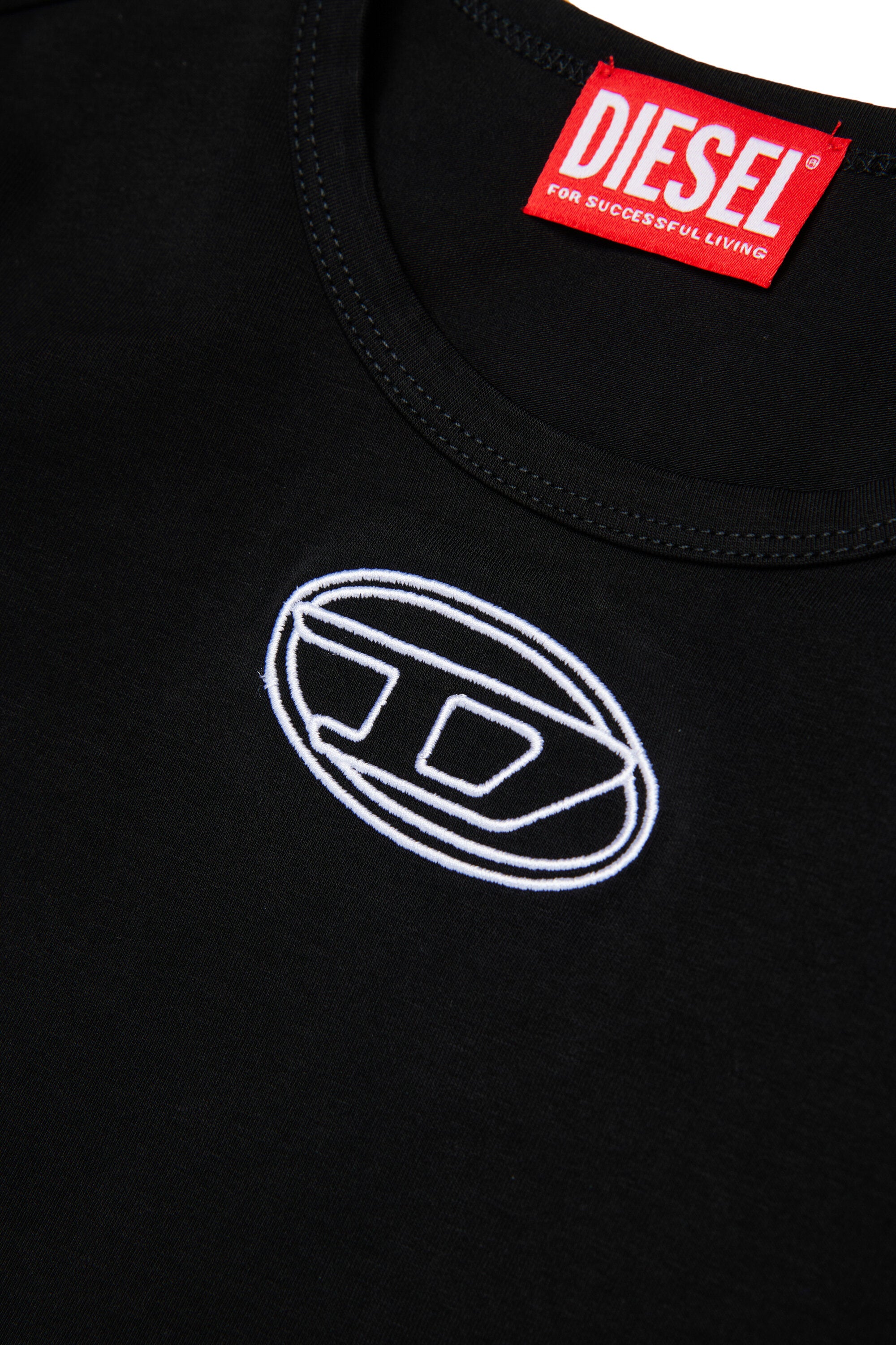 Stretch jersey bodysuit branded with Oval D logo