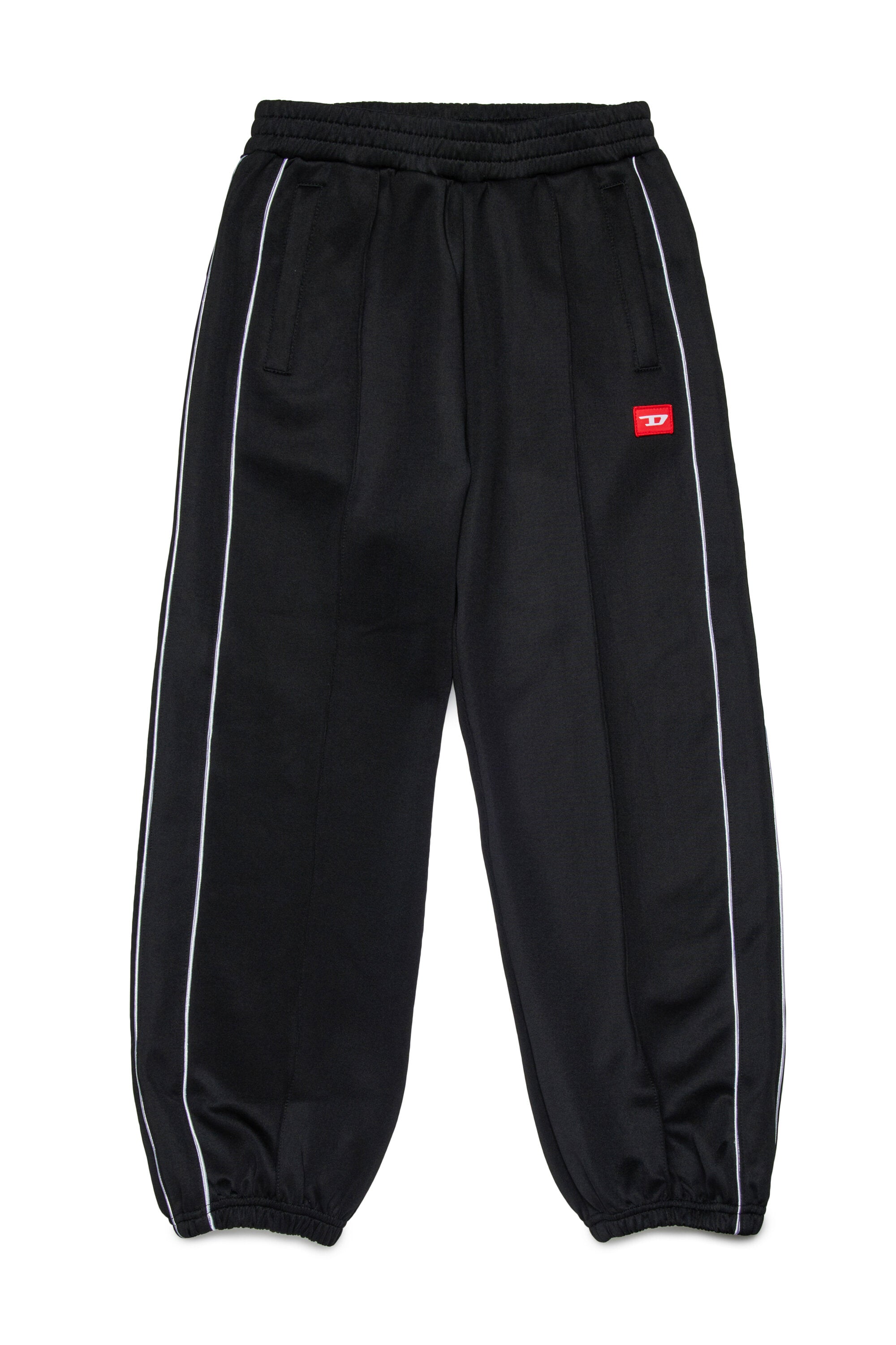 Pantalones globo de triacetato con parche D rojo