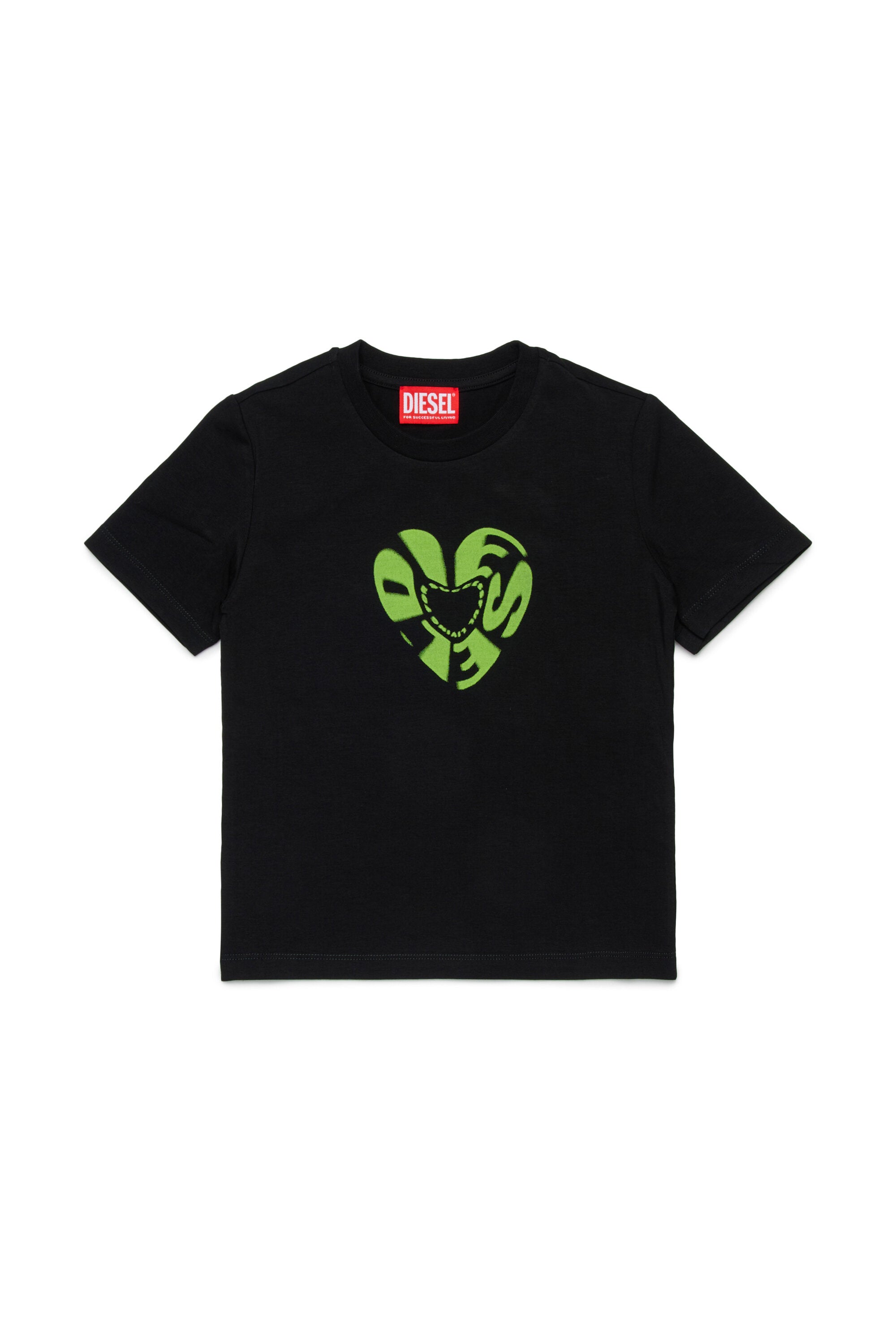 Stretch jersey T-shirt with Diesel Heart graphics