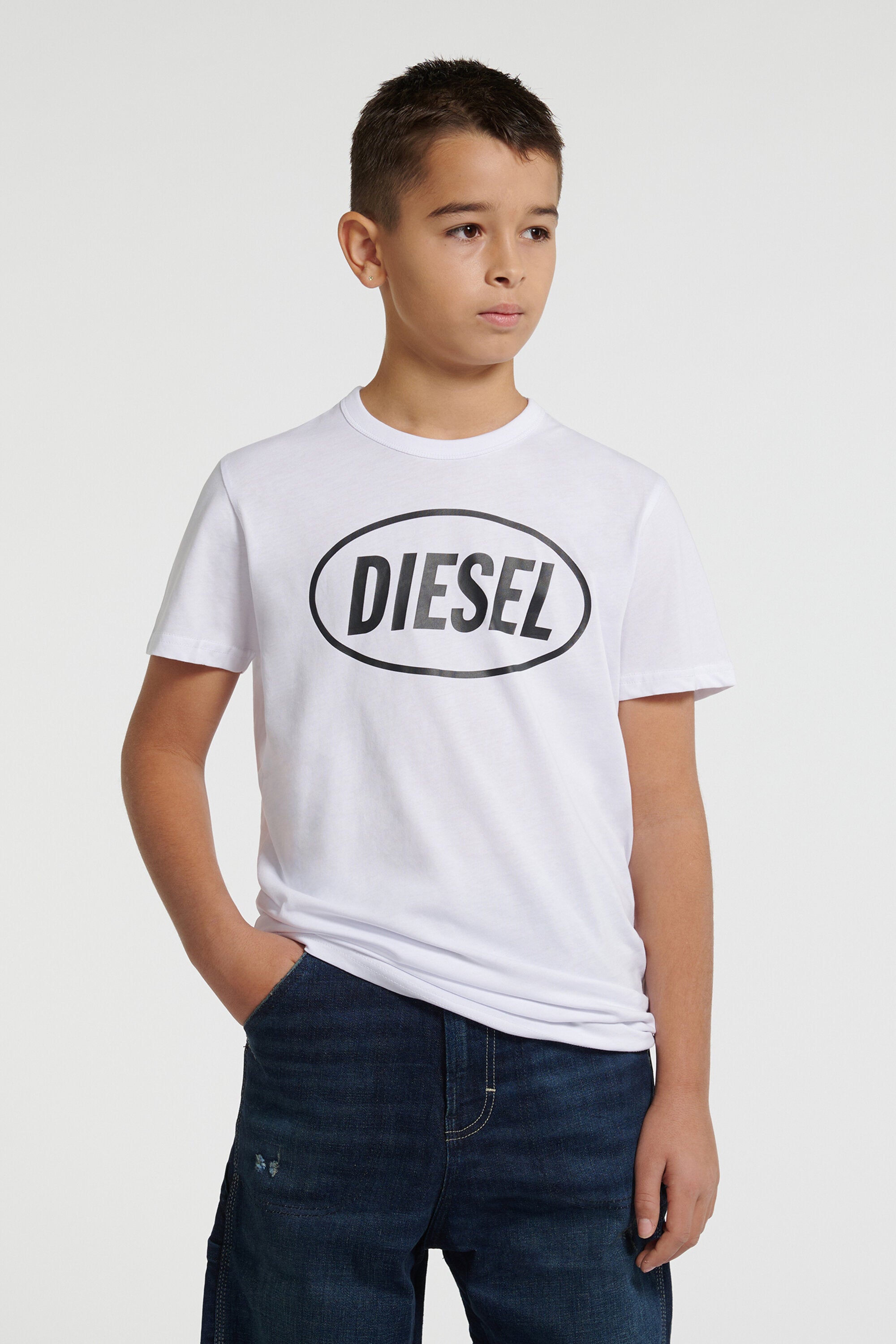 Cotton jersey T-shirt branded with Oval Diesel logo