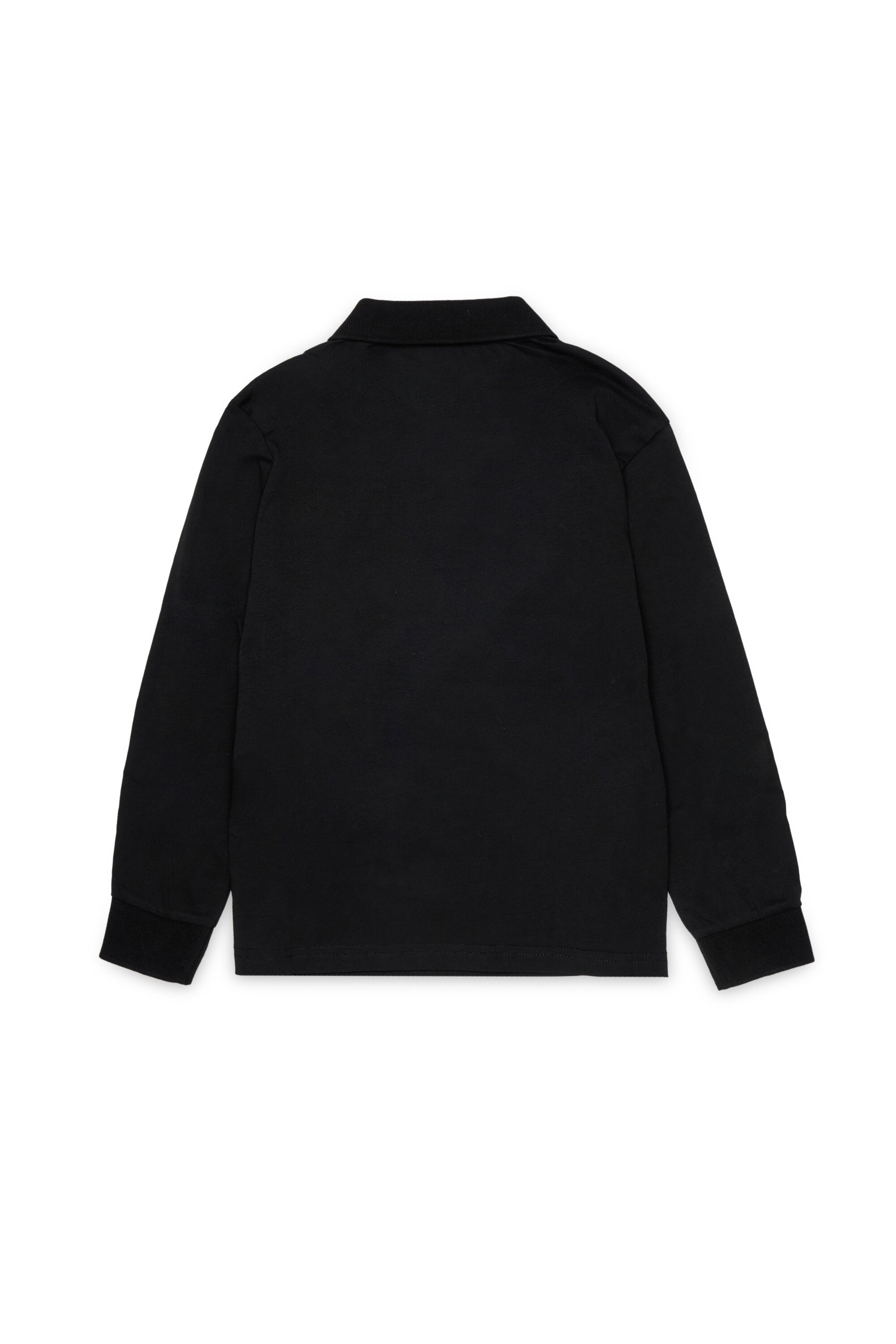 Jersey polo shirt with red D patch