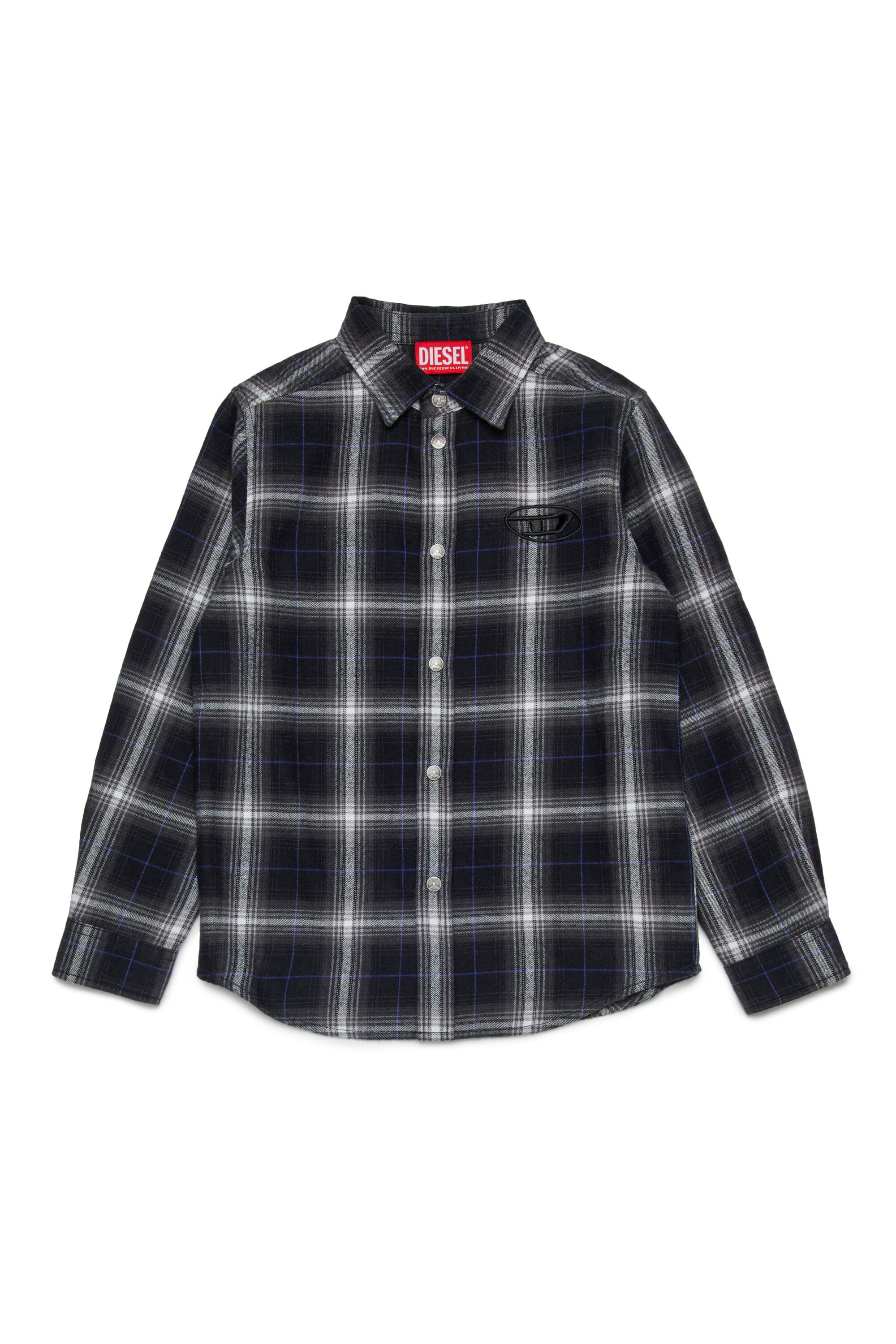 Allover check flannel shirt branded with logo
