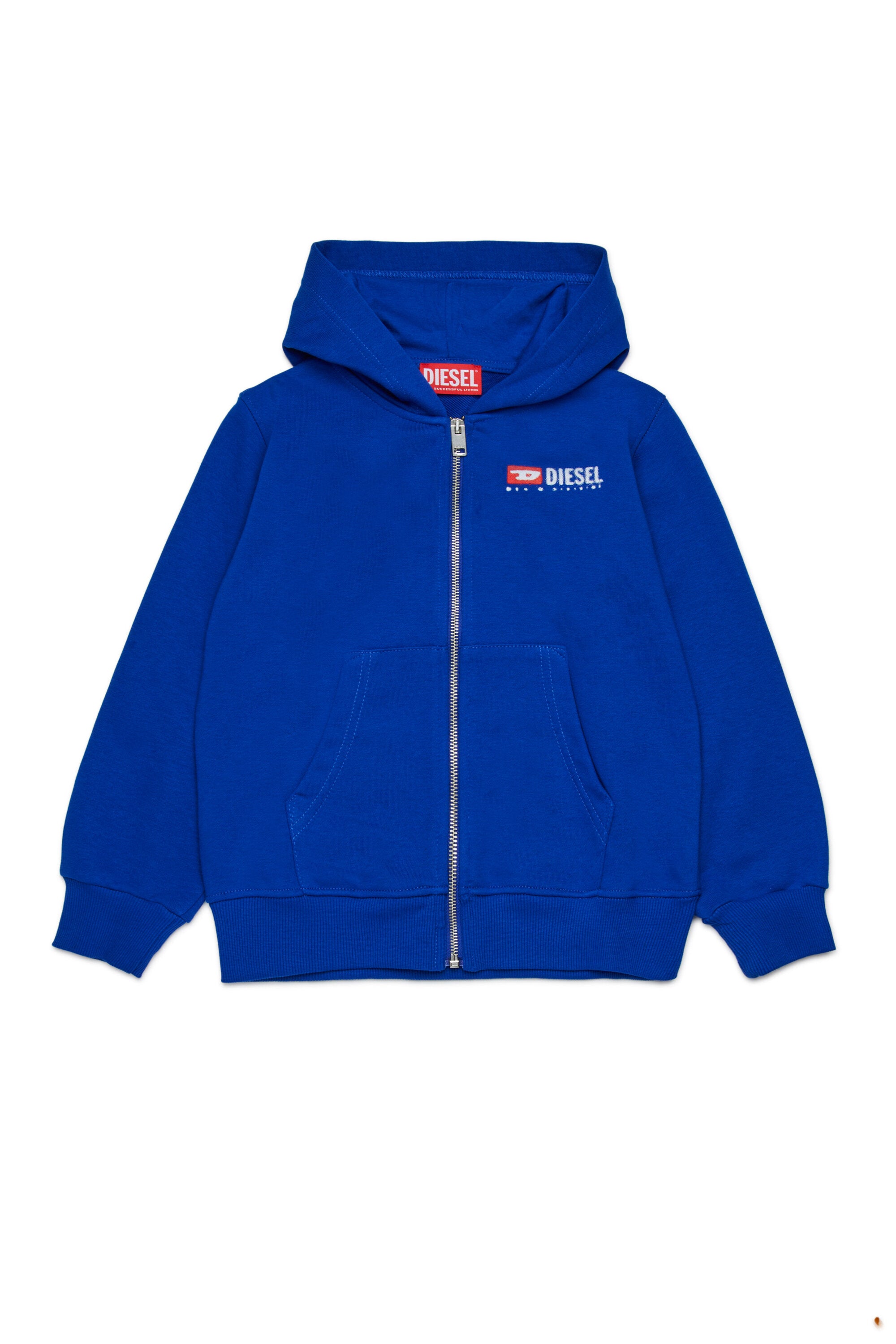 Hooded sweatshirt with zip and Diesel Denim Division logo