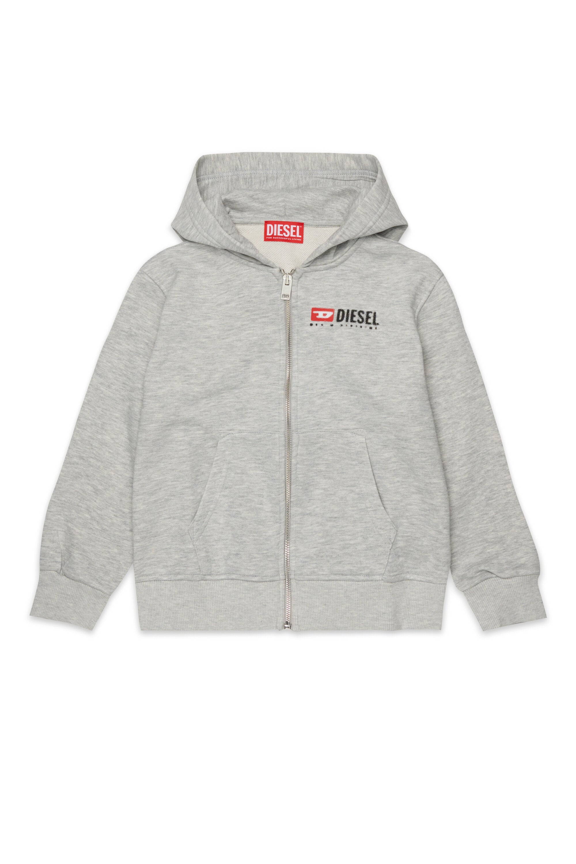 Hooded sweatshirt with zip and Diesel Denim Division logo