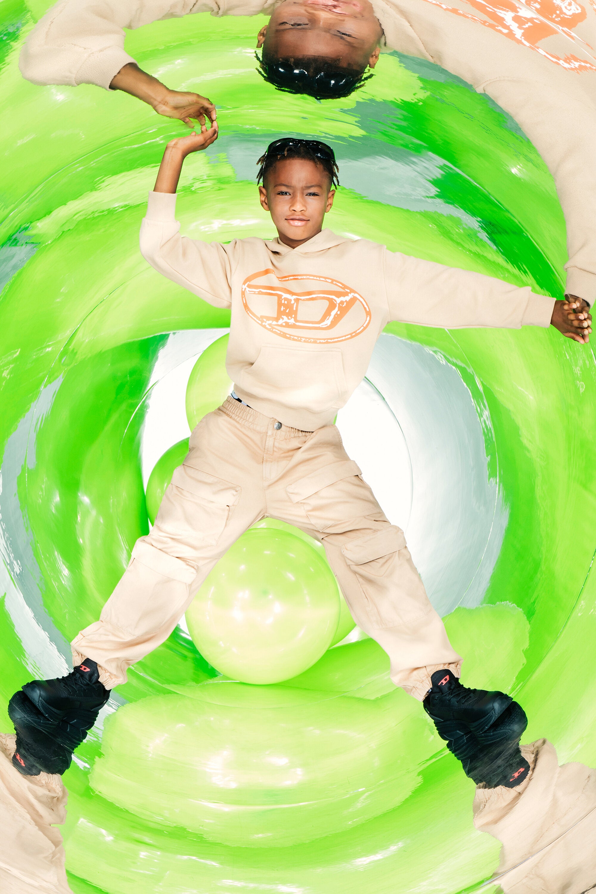 Sudadera con capucha y logotipo bicolor Oval D maxi