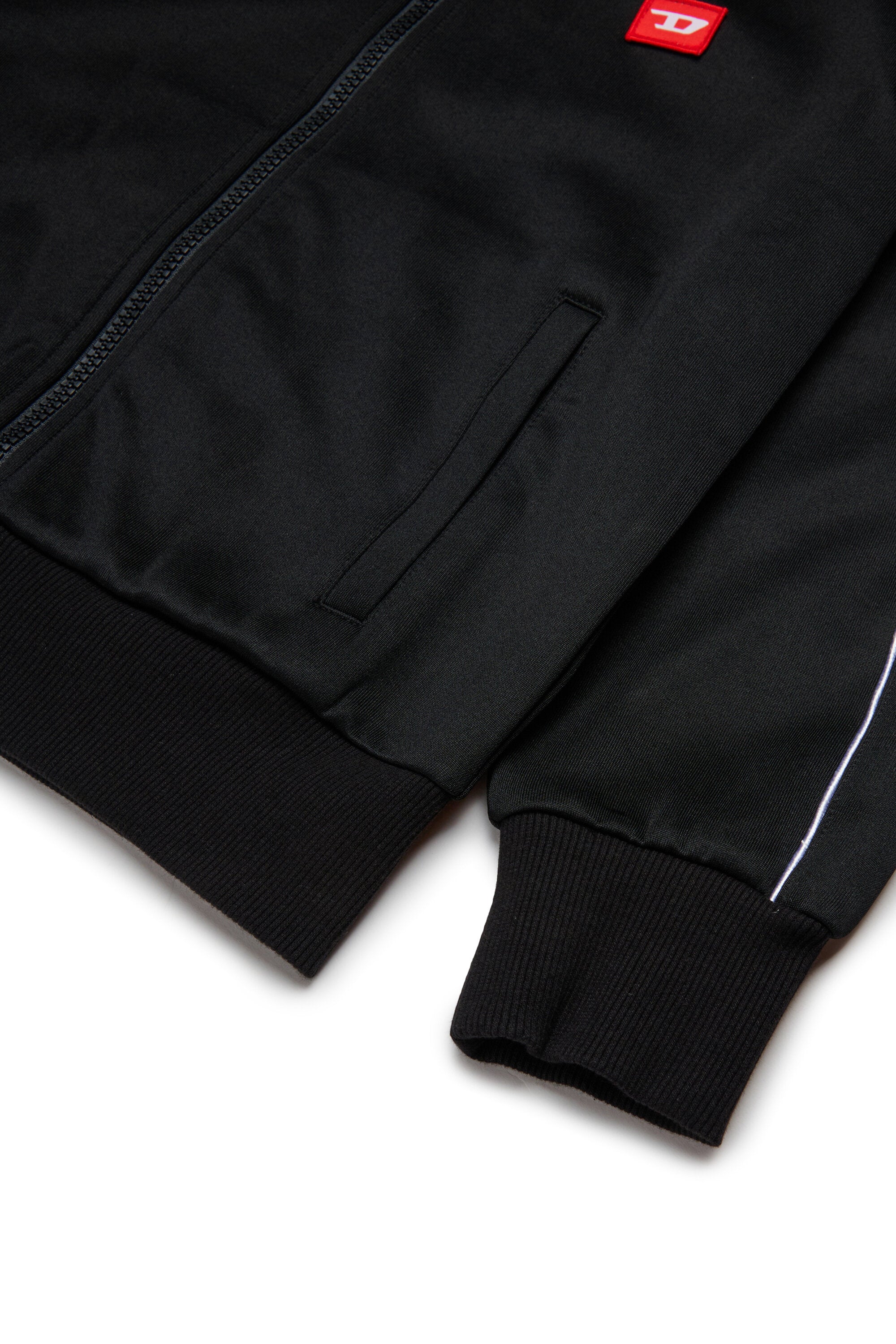 Sudadera con cremallera de triacetato y parche D rojo