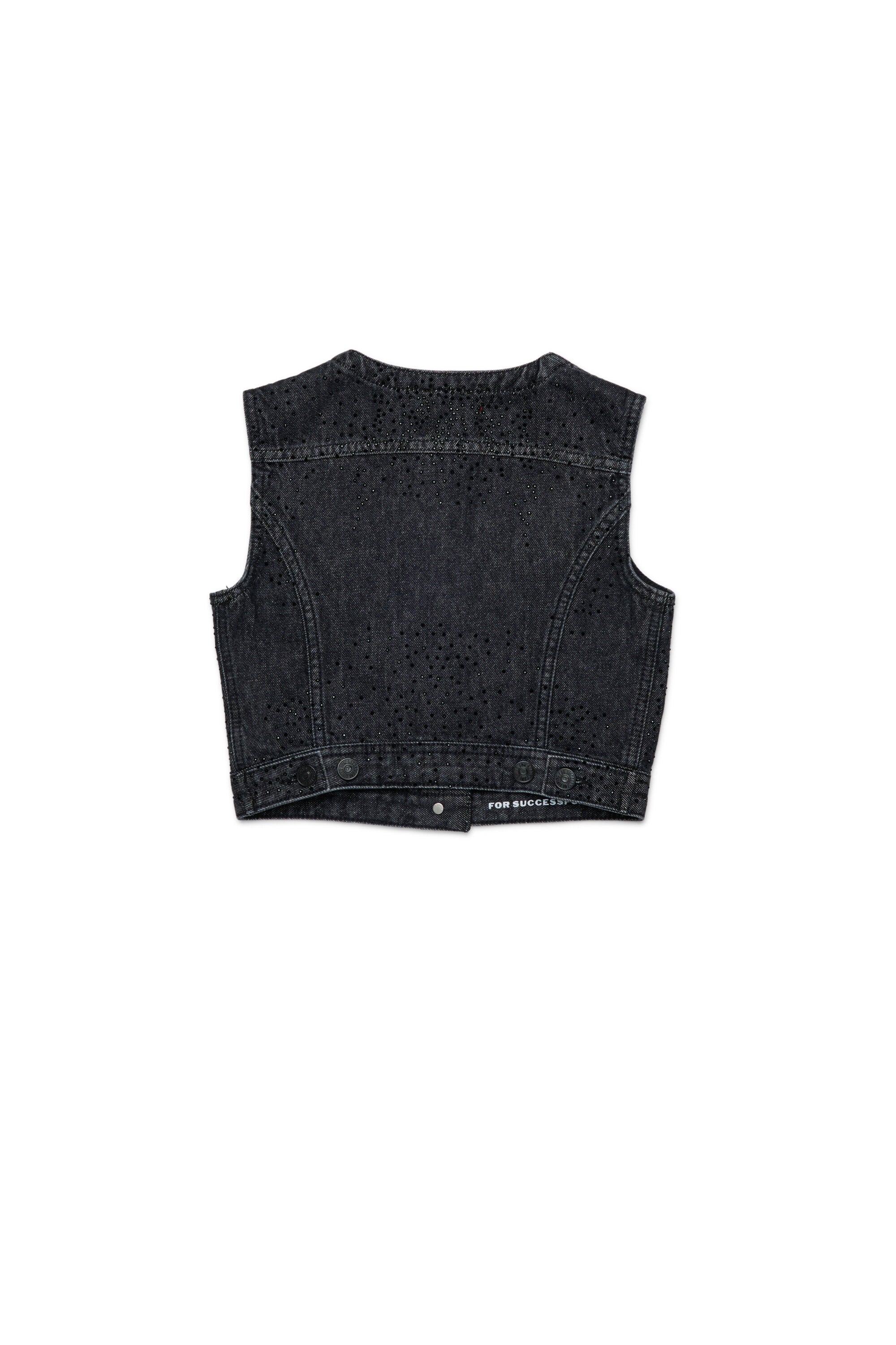 Chaleco denim negro con hotfix