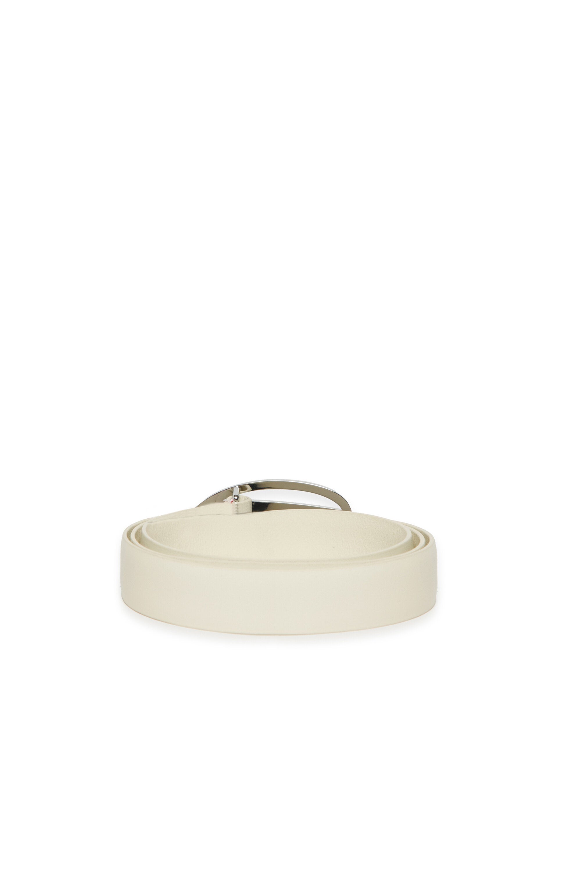 Cinturón Oval D de piel auténtica con estrás