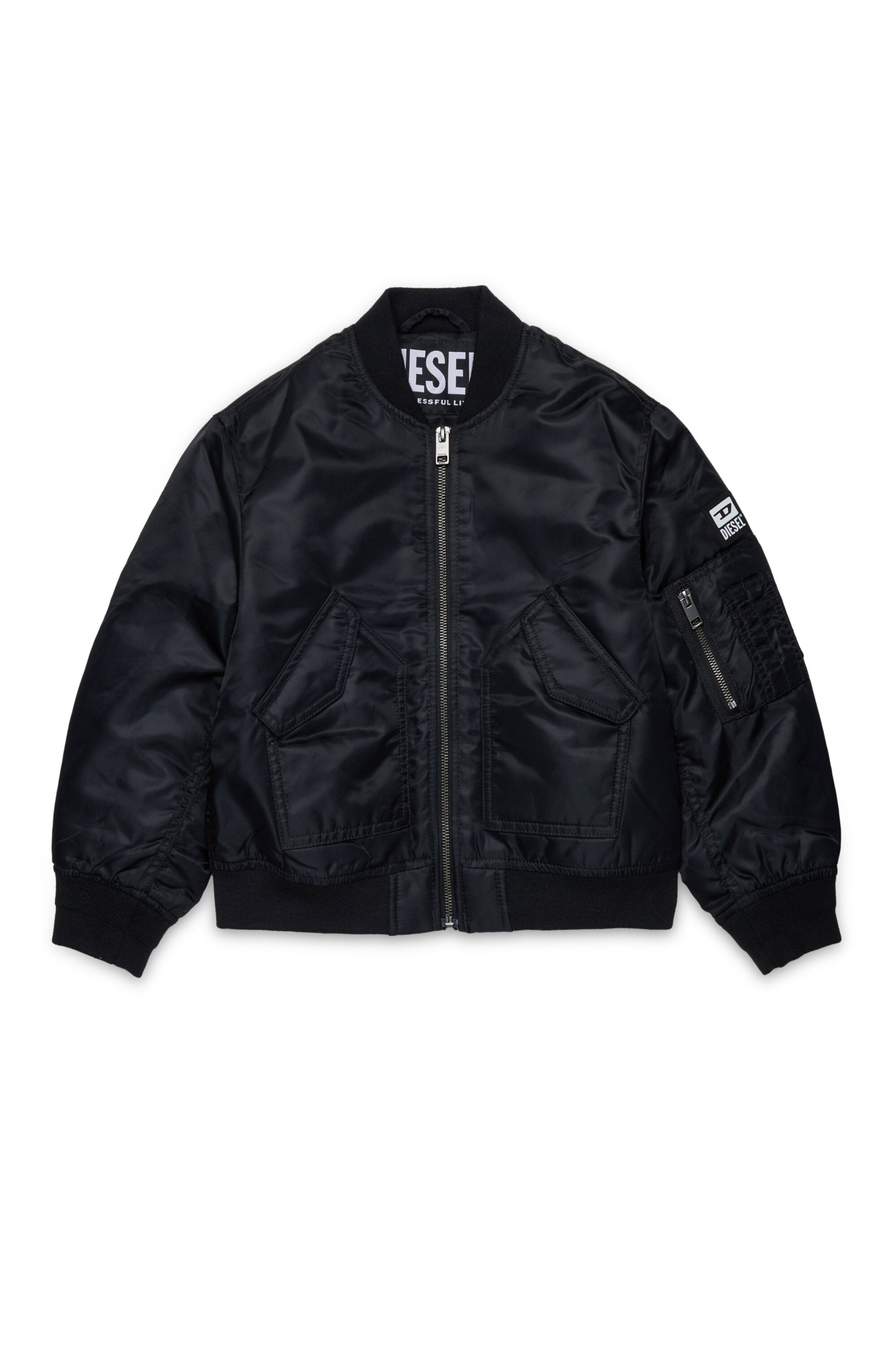 Cazadora bomber con logotipo y bolsillos con cremallera
