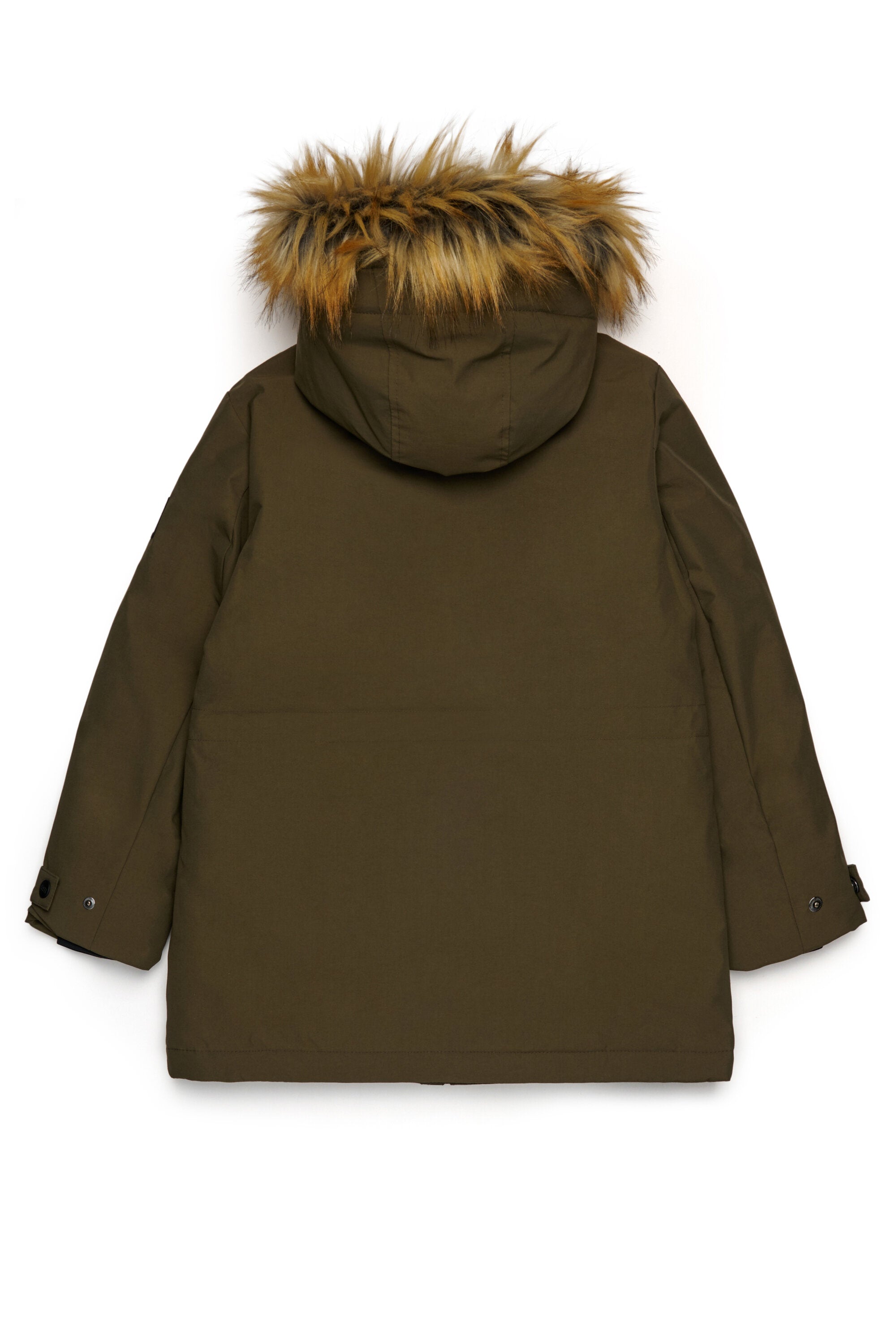 Chaqueta acolchada con capucha de piel sintética