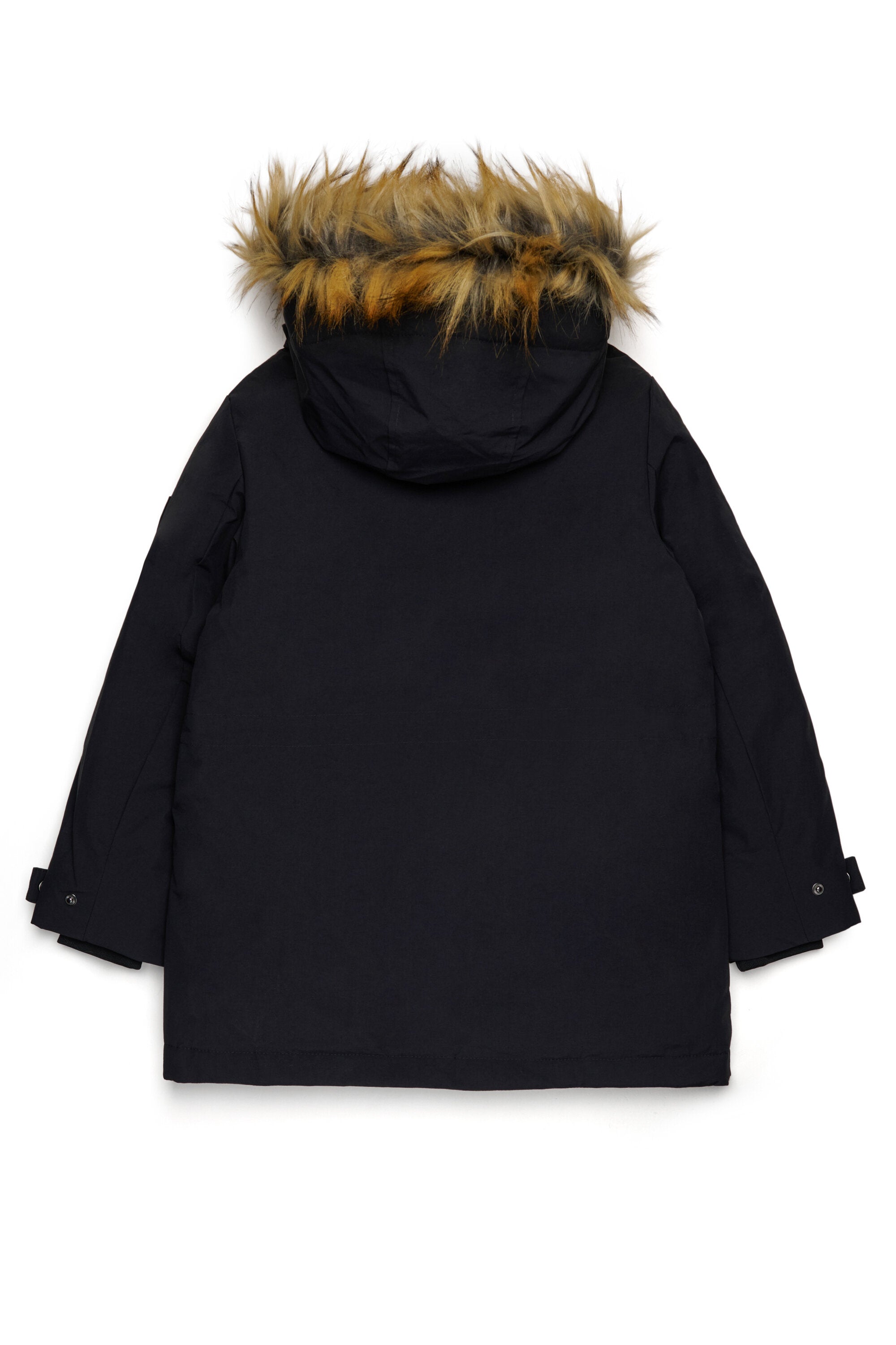 Chaqueta acolchada con capucha de piel sintética