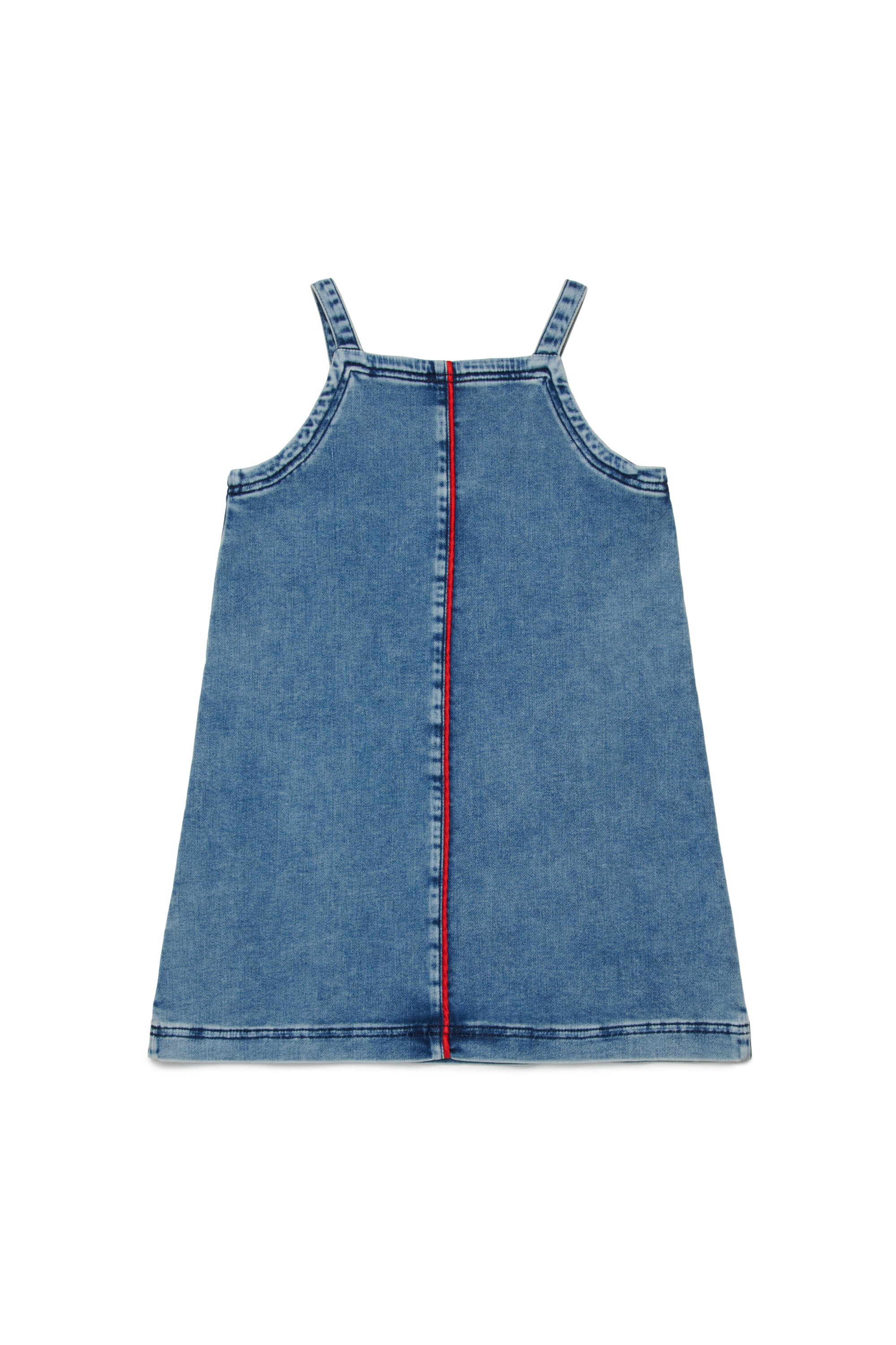 Short denim dress with logo