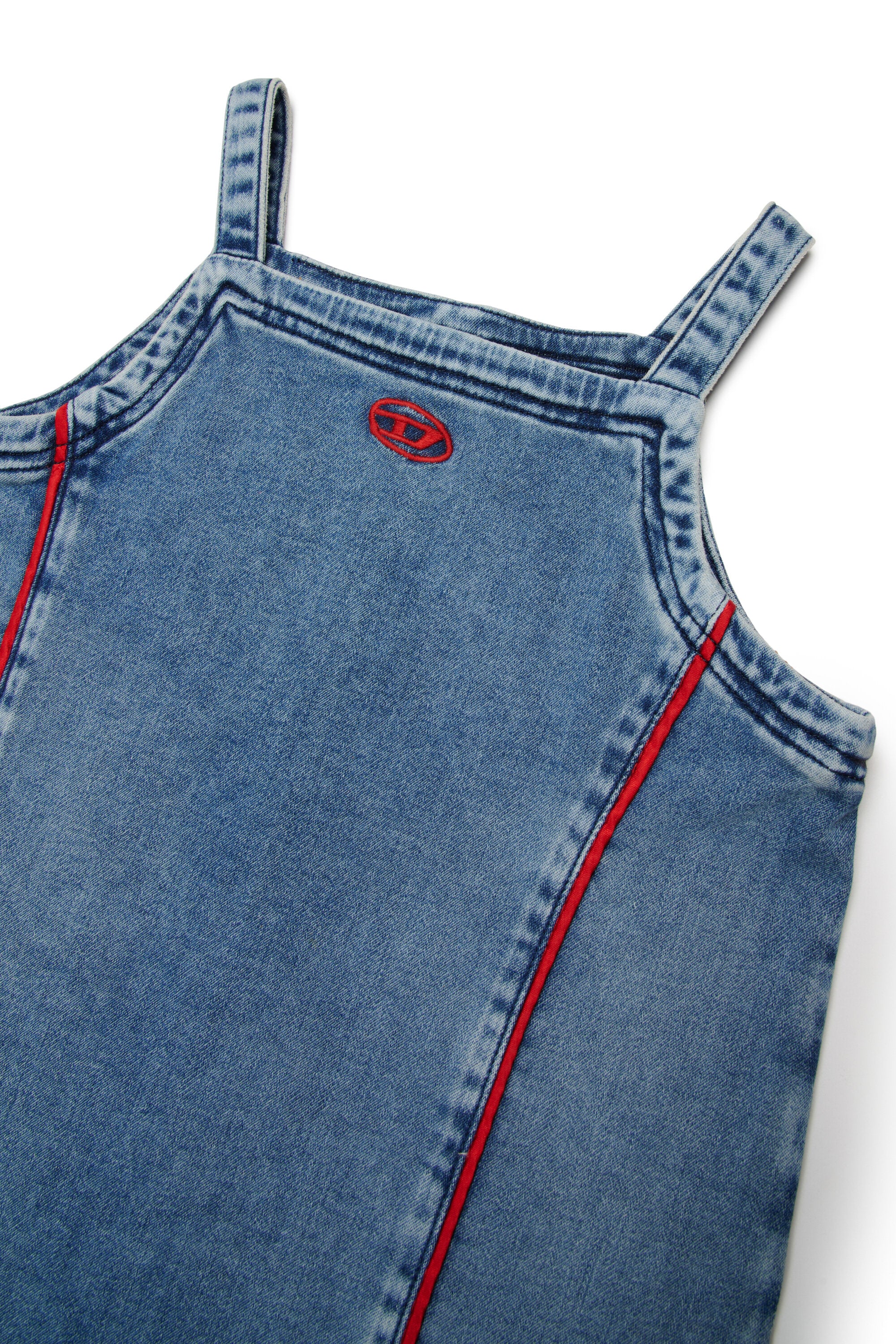 Vestido corto de denim con logo