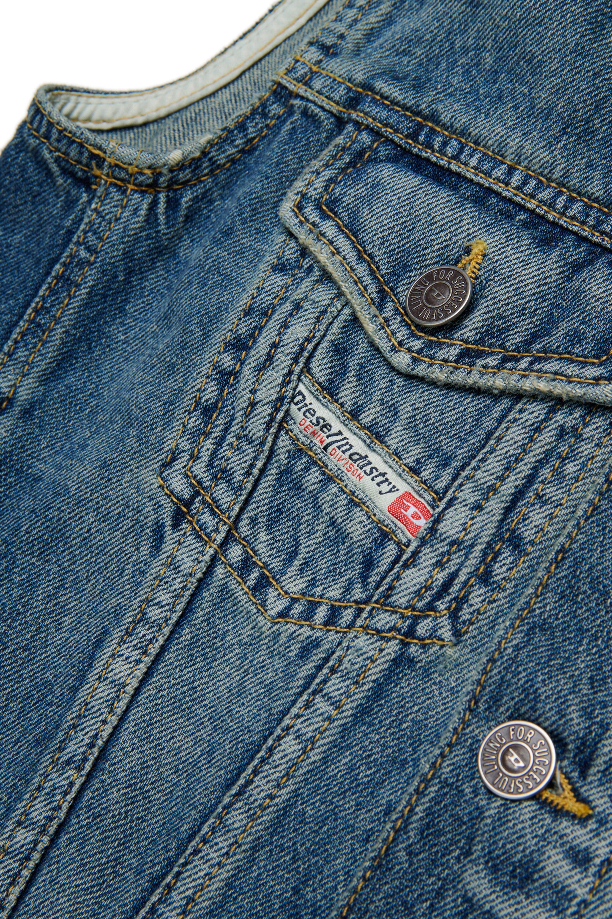 Denim vest with printed logo