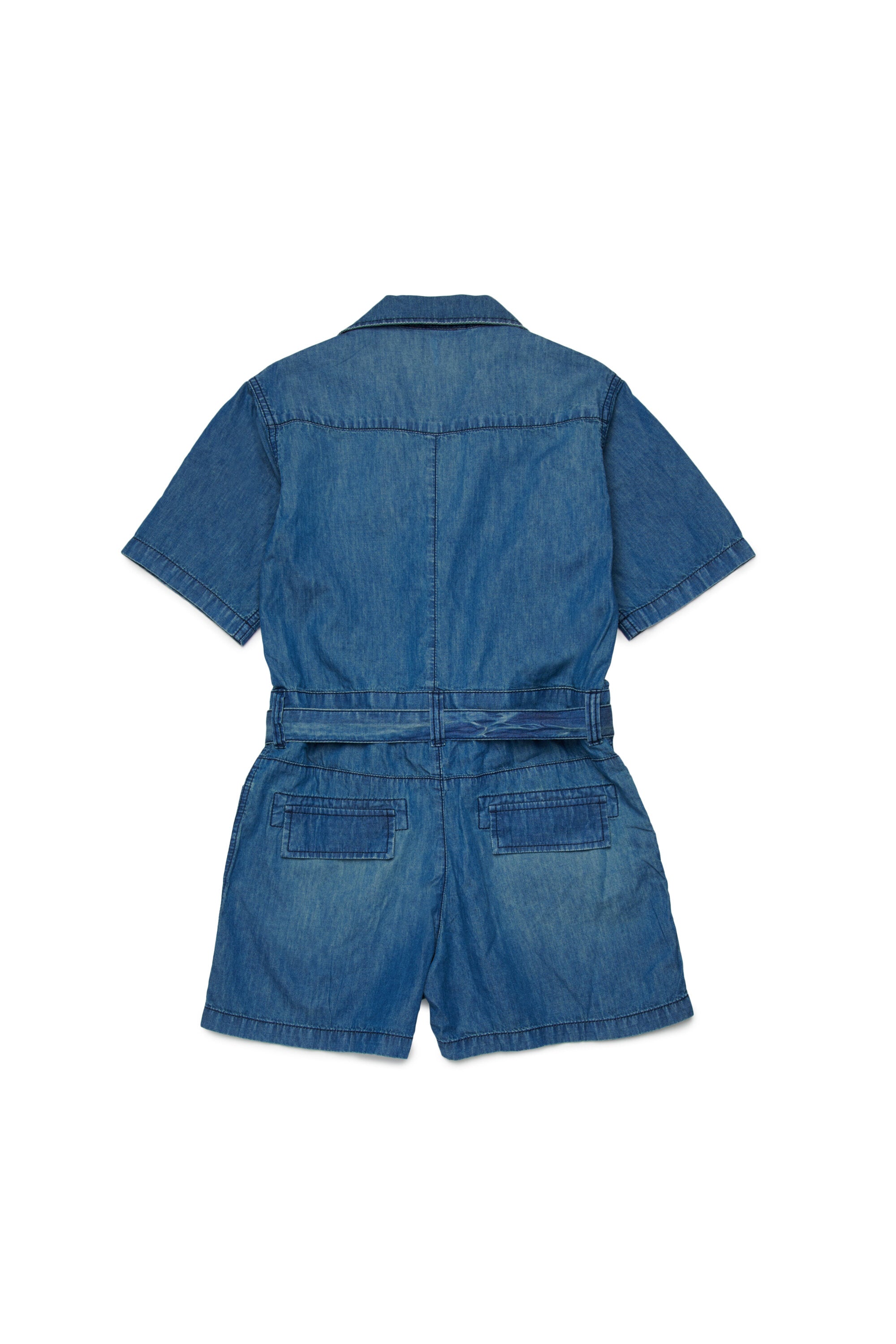 Denim romper with logo