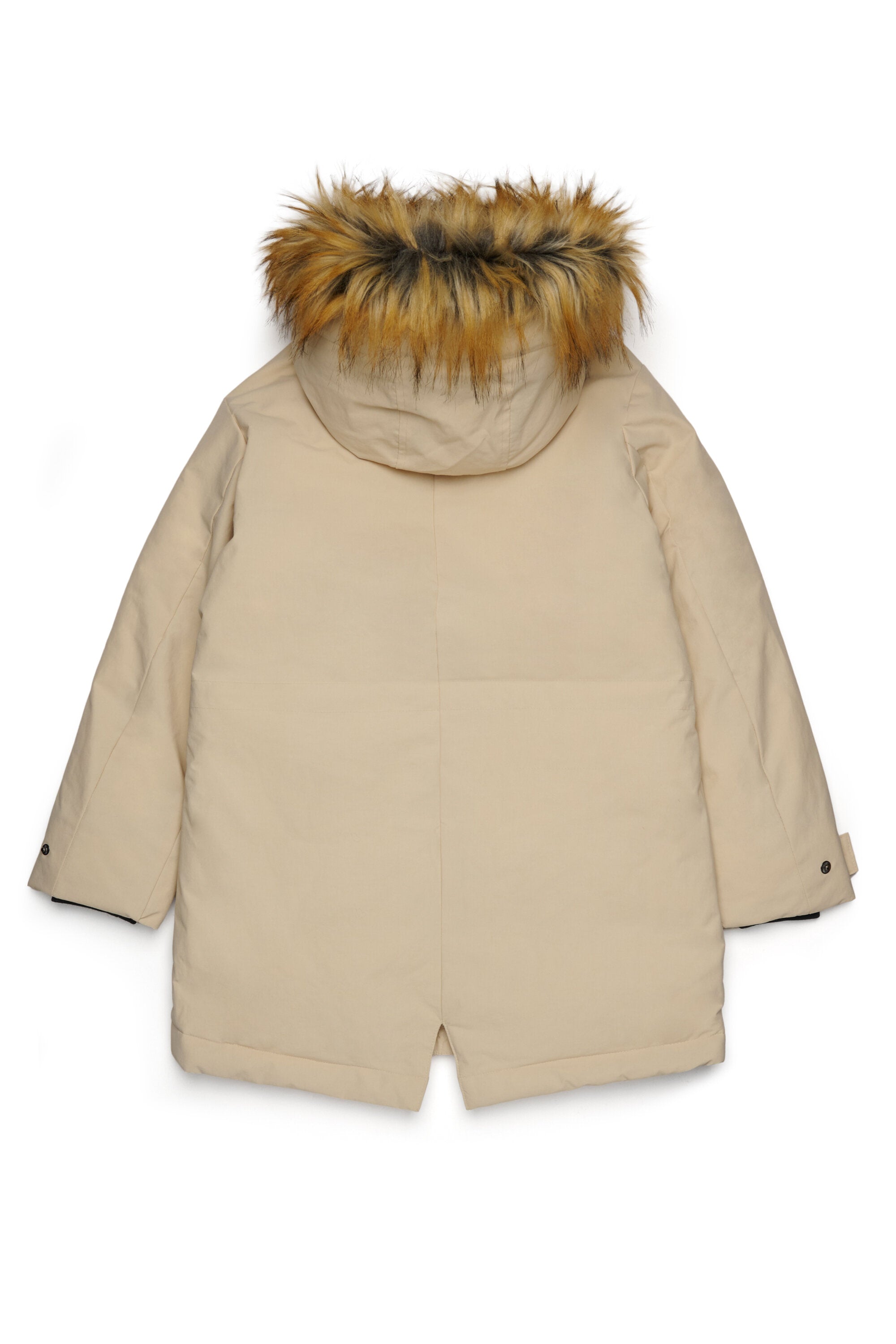 Chaqueta acolchada con capucha de piel sintética y bolsillos