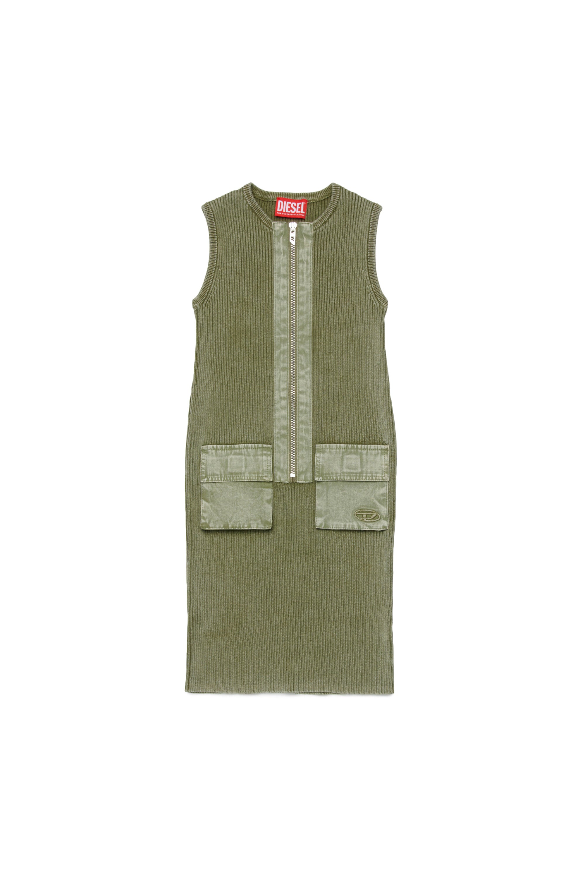 Sleeveless dress with patch pockets