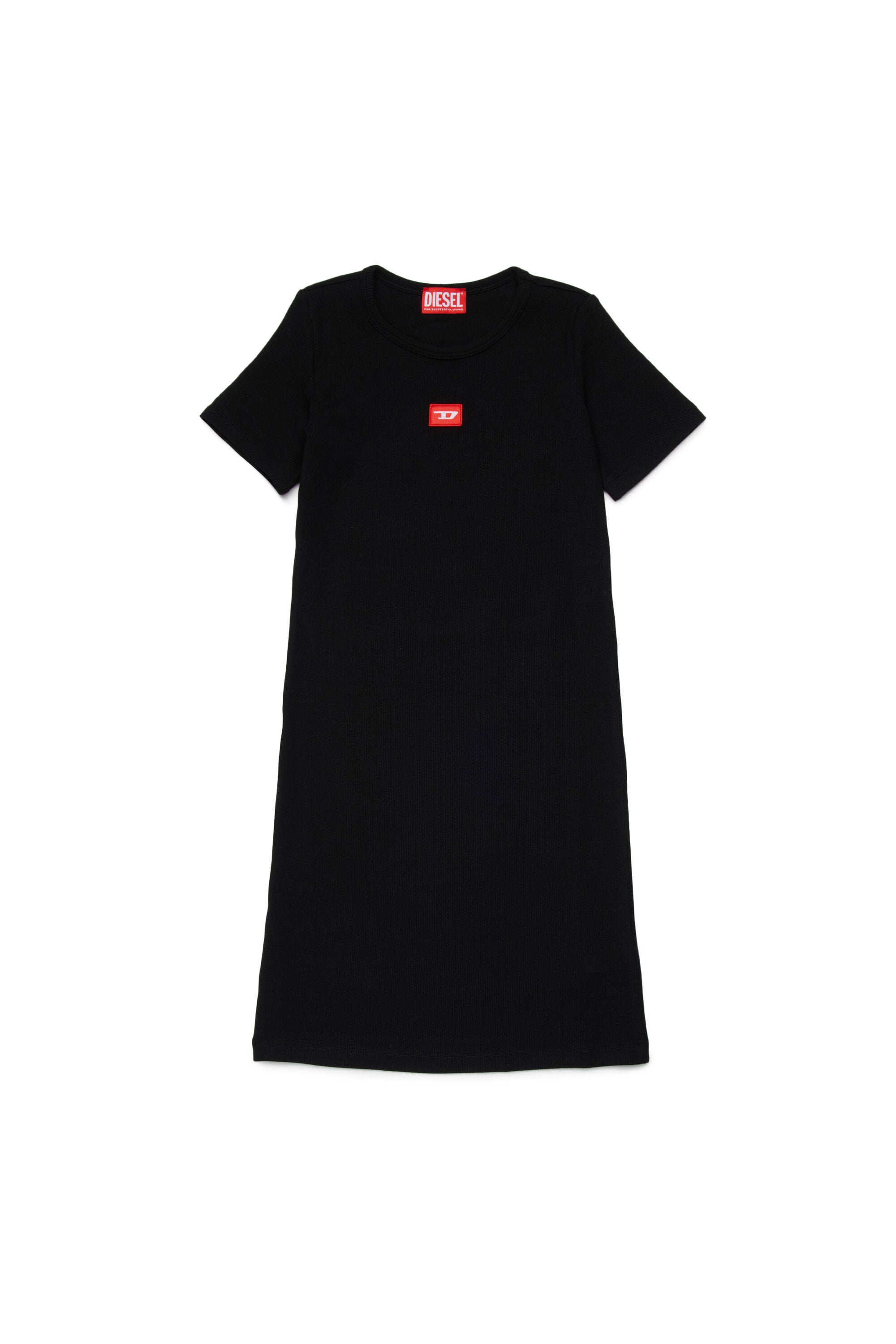 Vestido largo con parche D y lavado oscuro