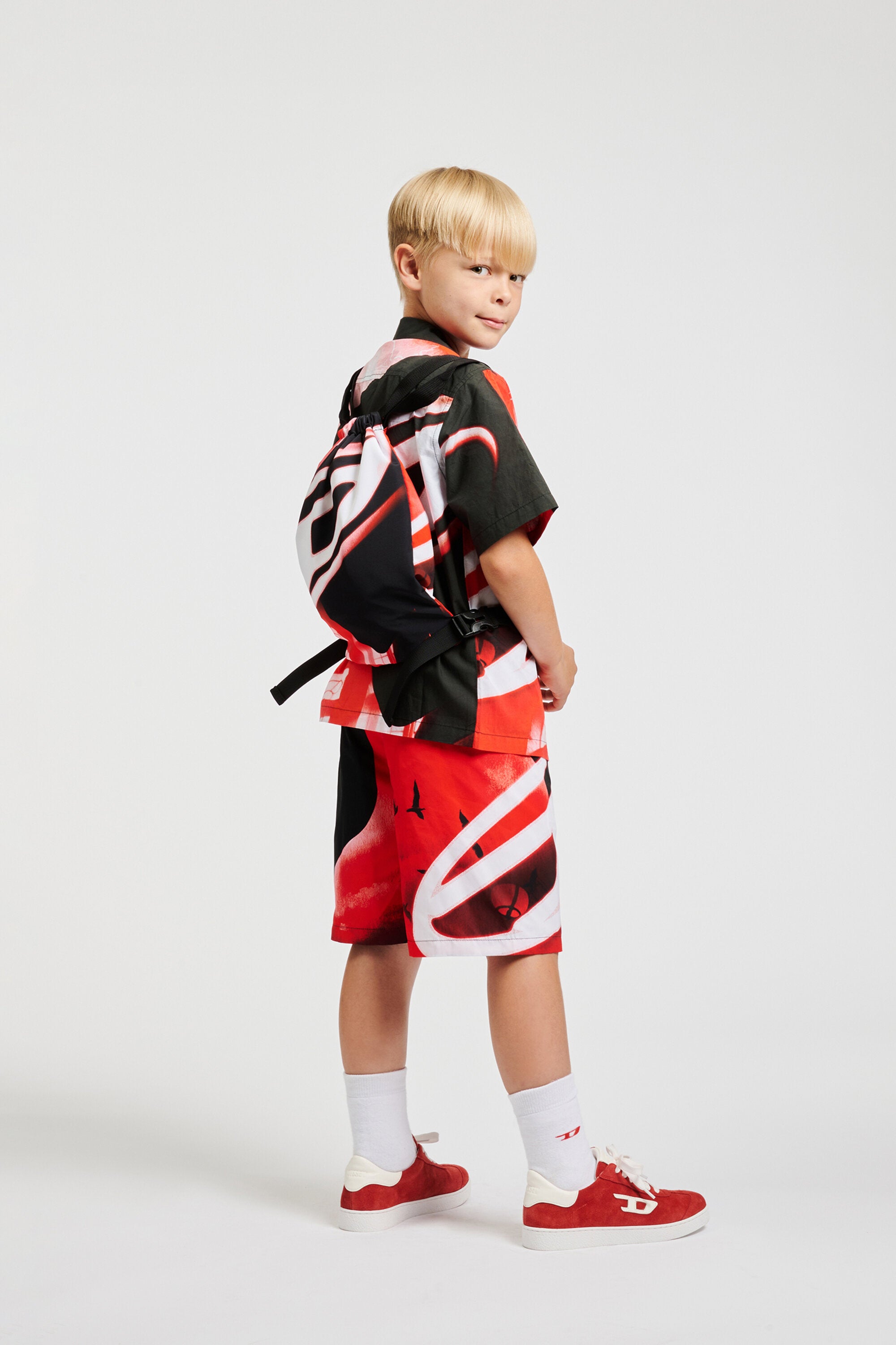 Boxer swim shorts with logo