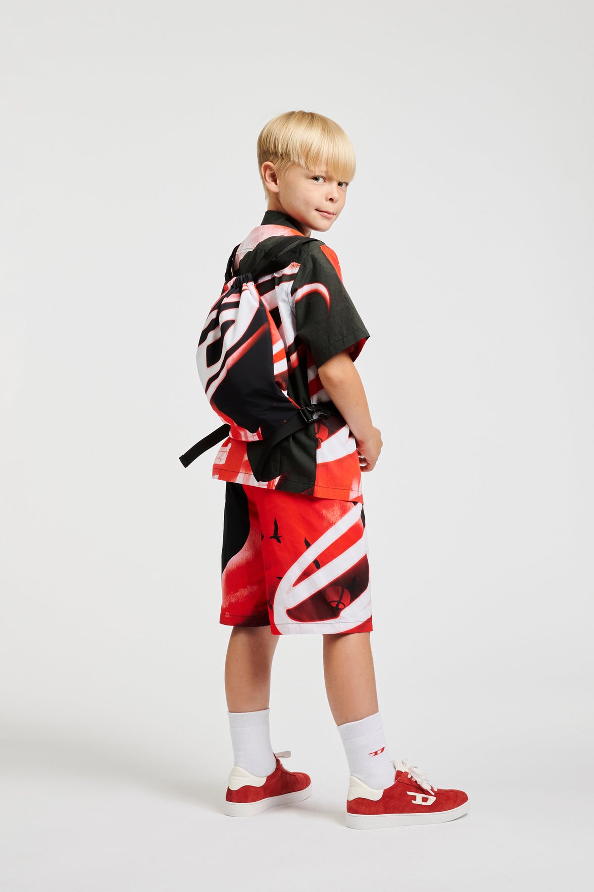 Boxer swim shorts with logo