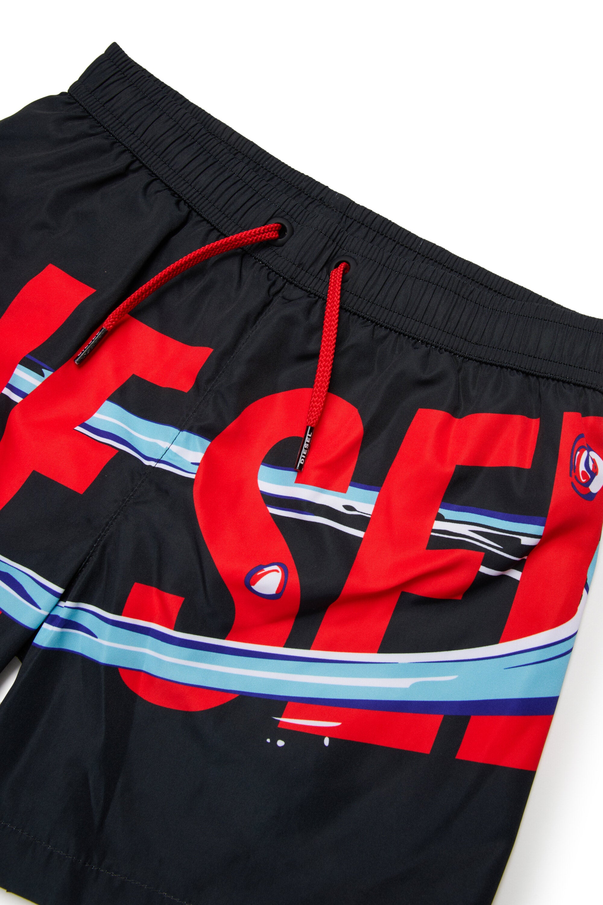 Boxer swim trunks with logo