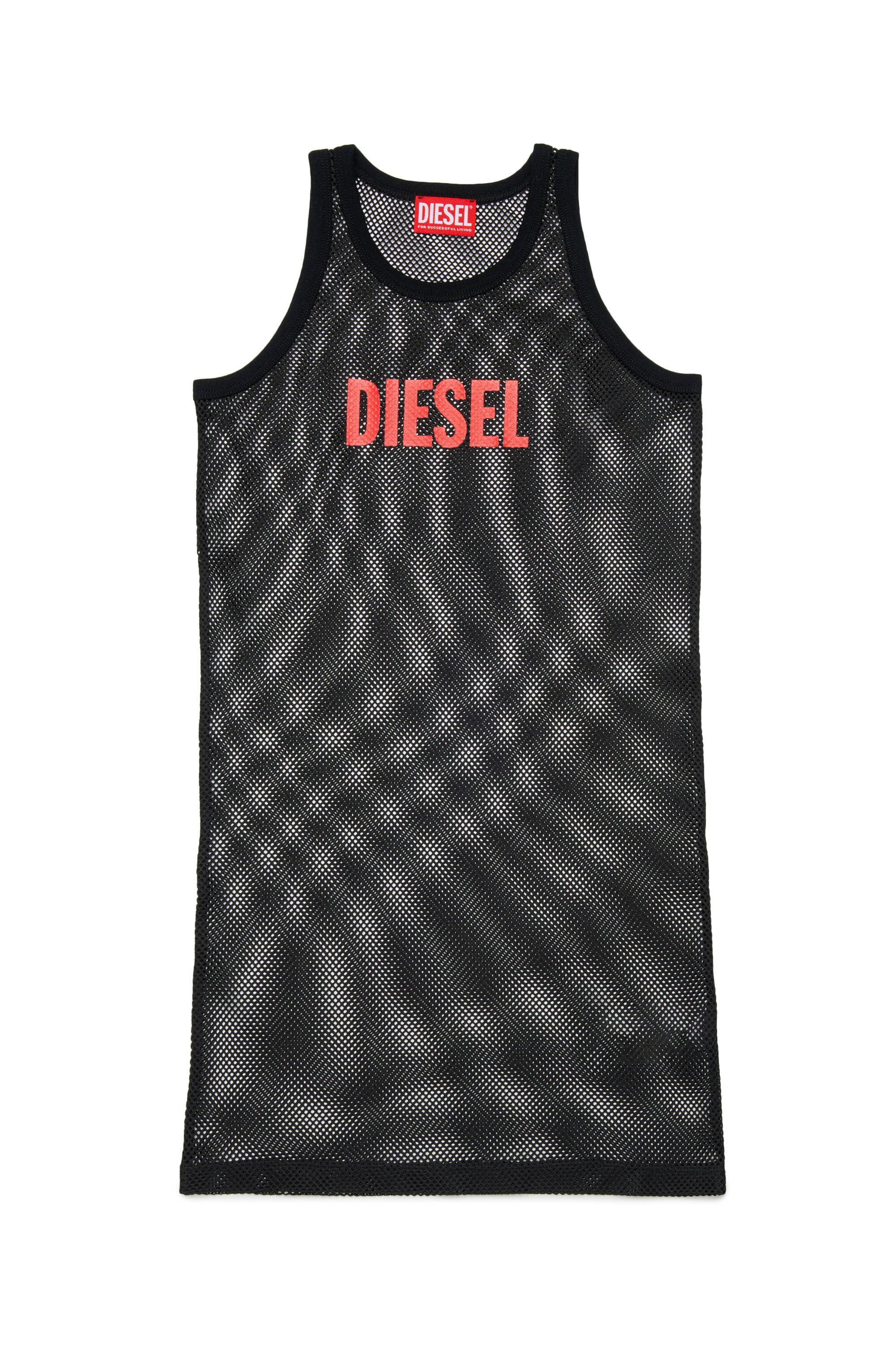 Vestido de playa de red con logo estampado