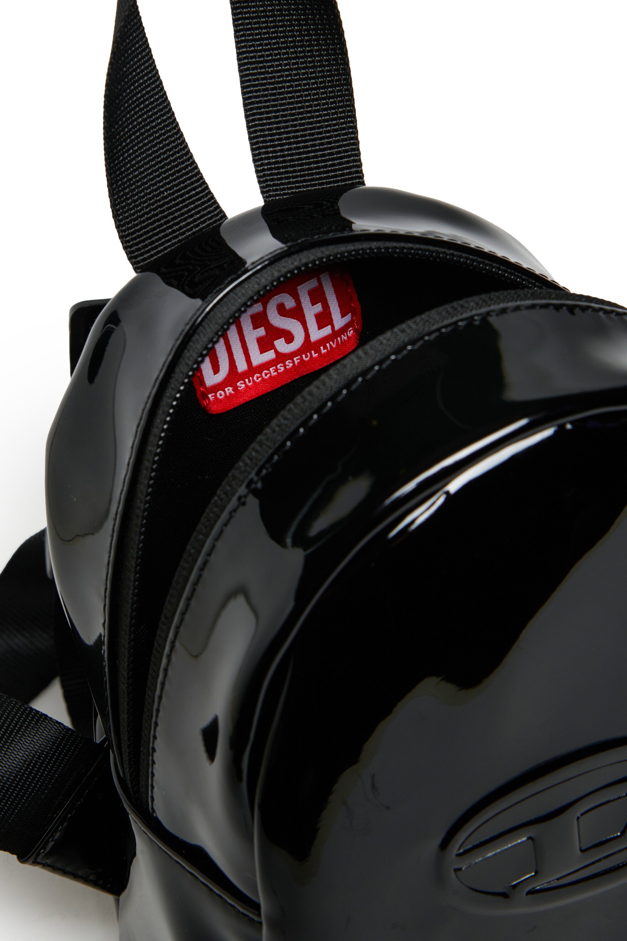 Compact backpack with embossed logo