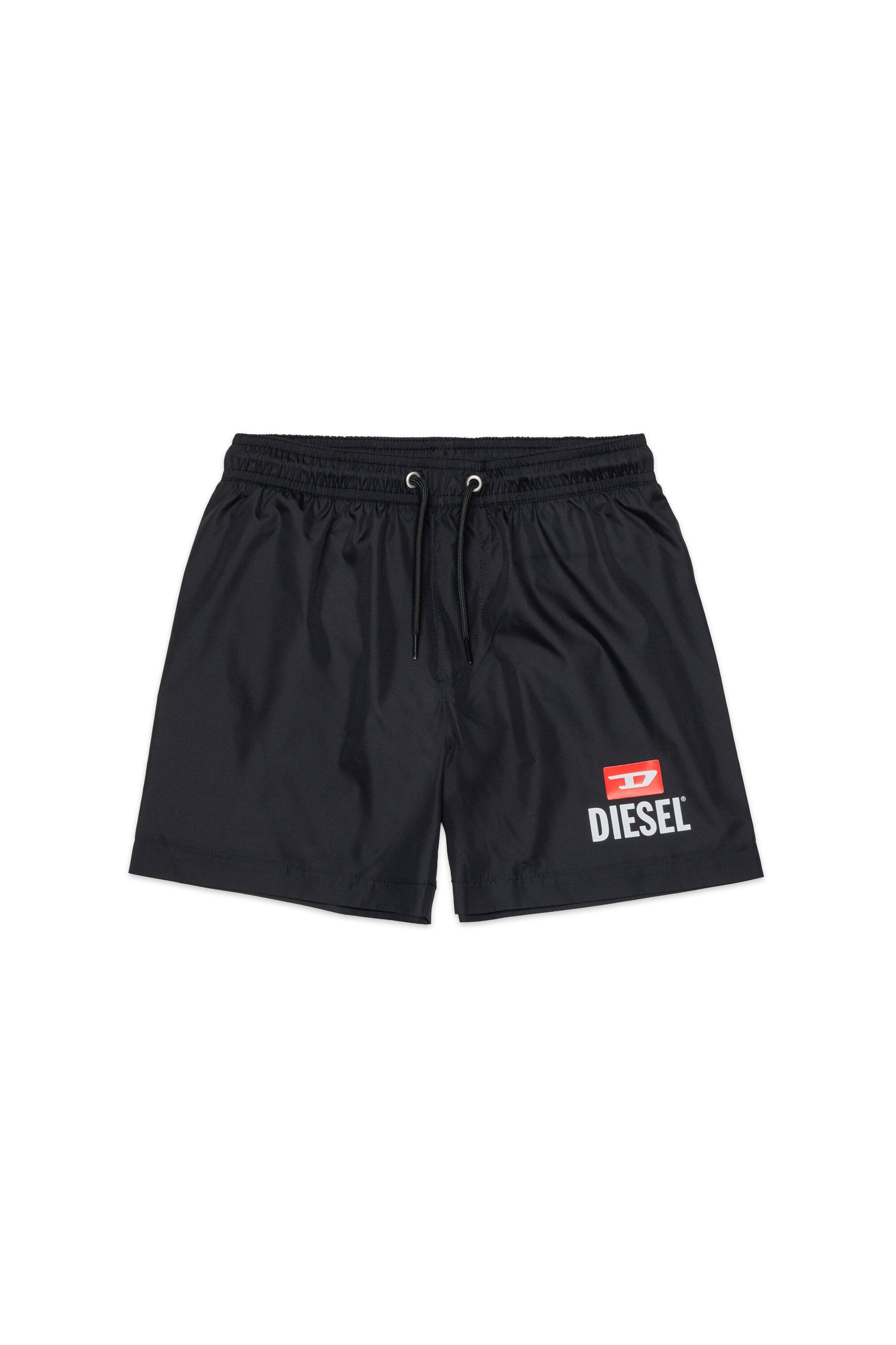 Boxer swim trunks with logo