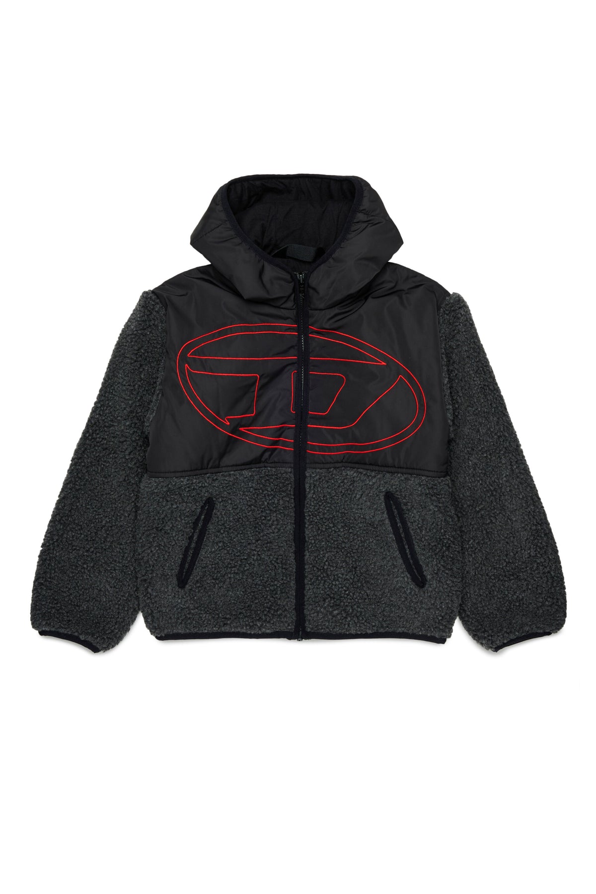 Chaqueta teddy con logo estampado
