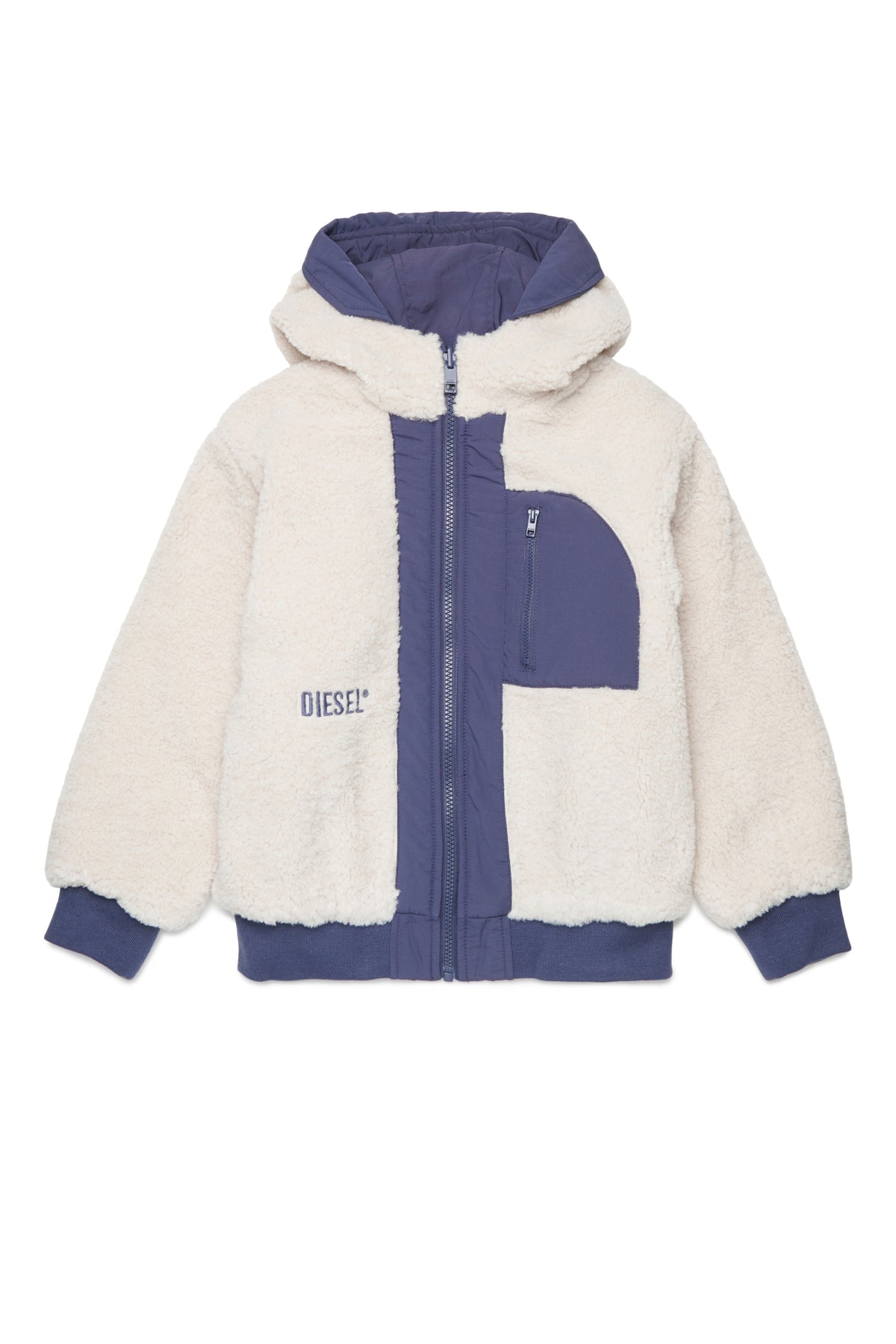 Chaqueta teddy reversible con capucha