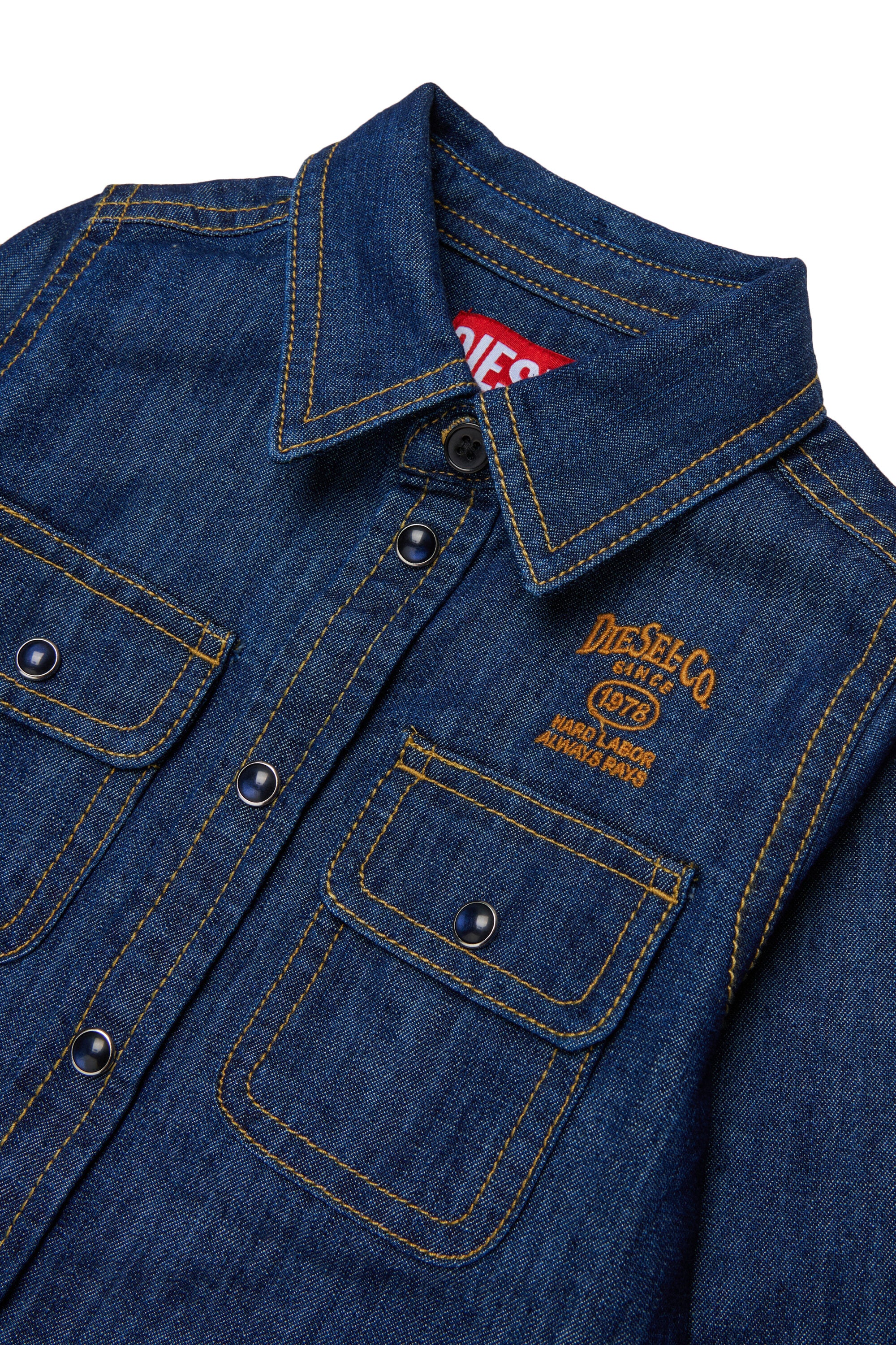 Long-sleeve denim shirt with logo