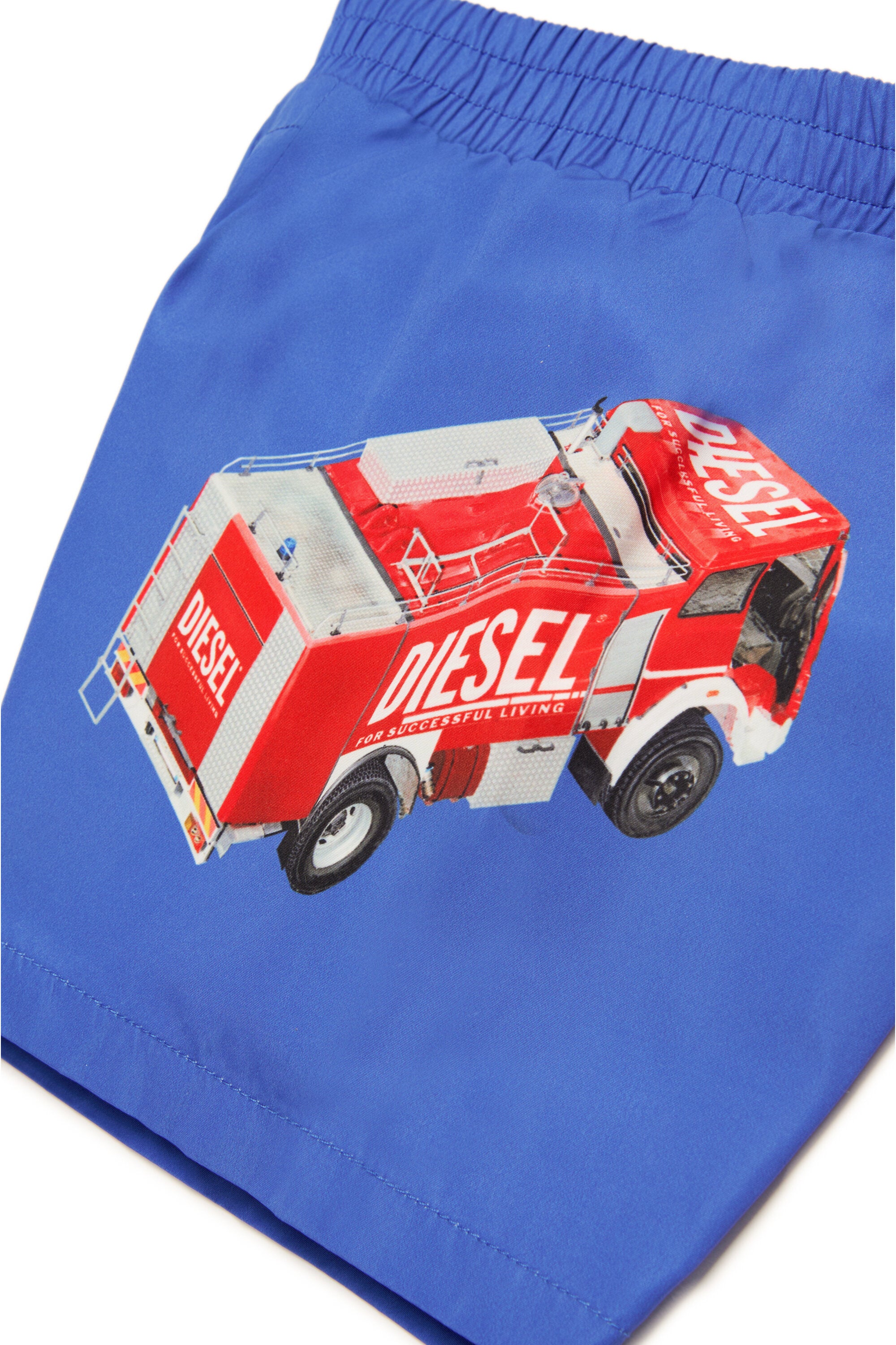 Boxer swimsuit with Fire Truck graphics
