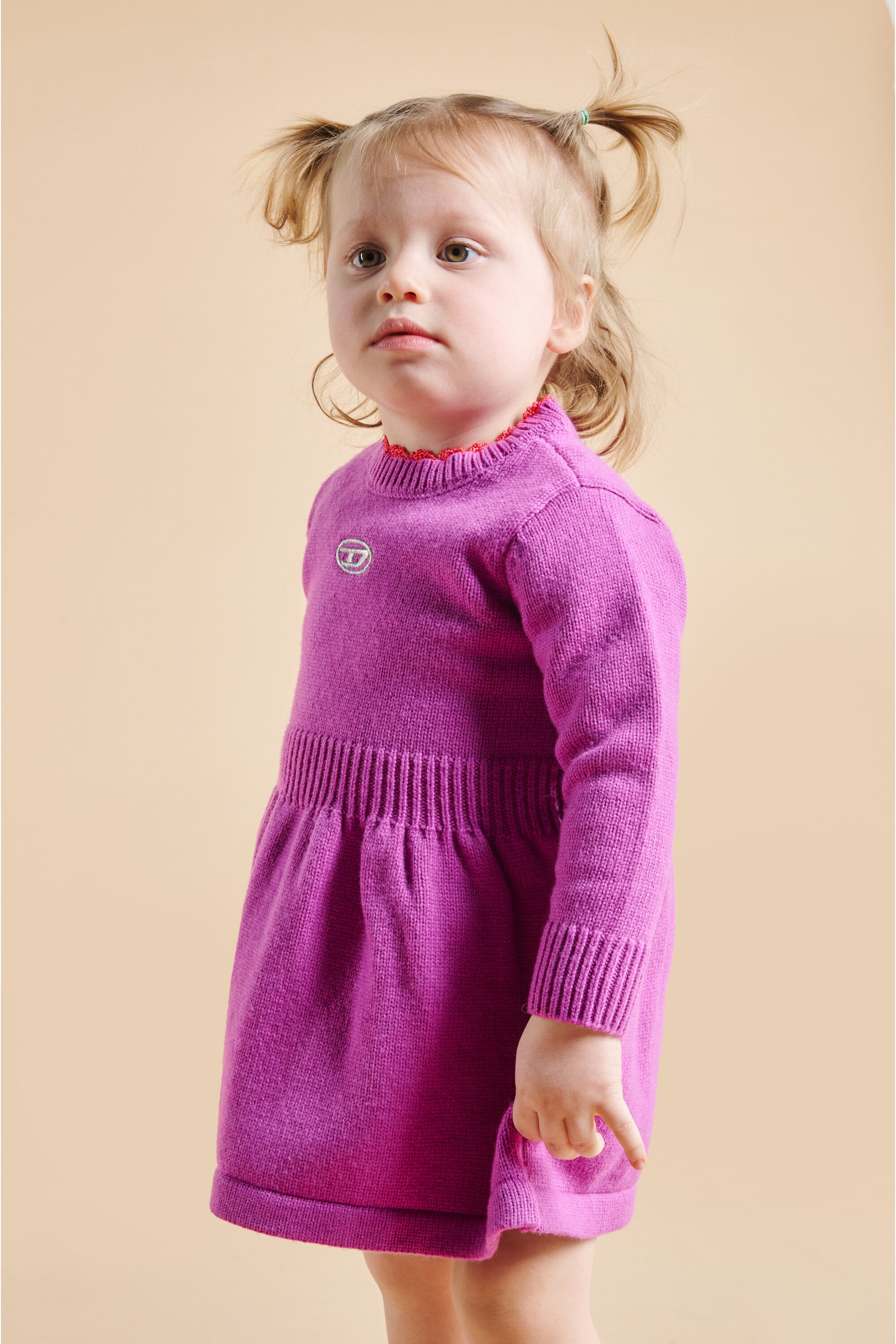 Cashemire blend midi dress branded with Oval D logo