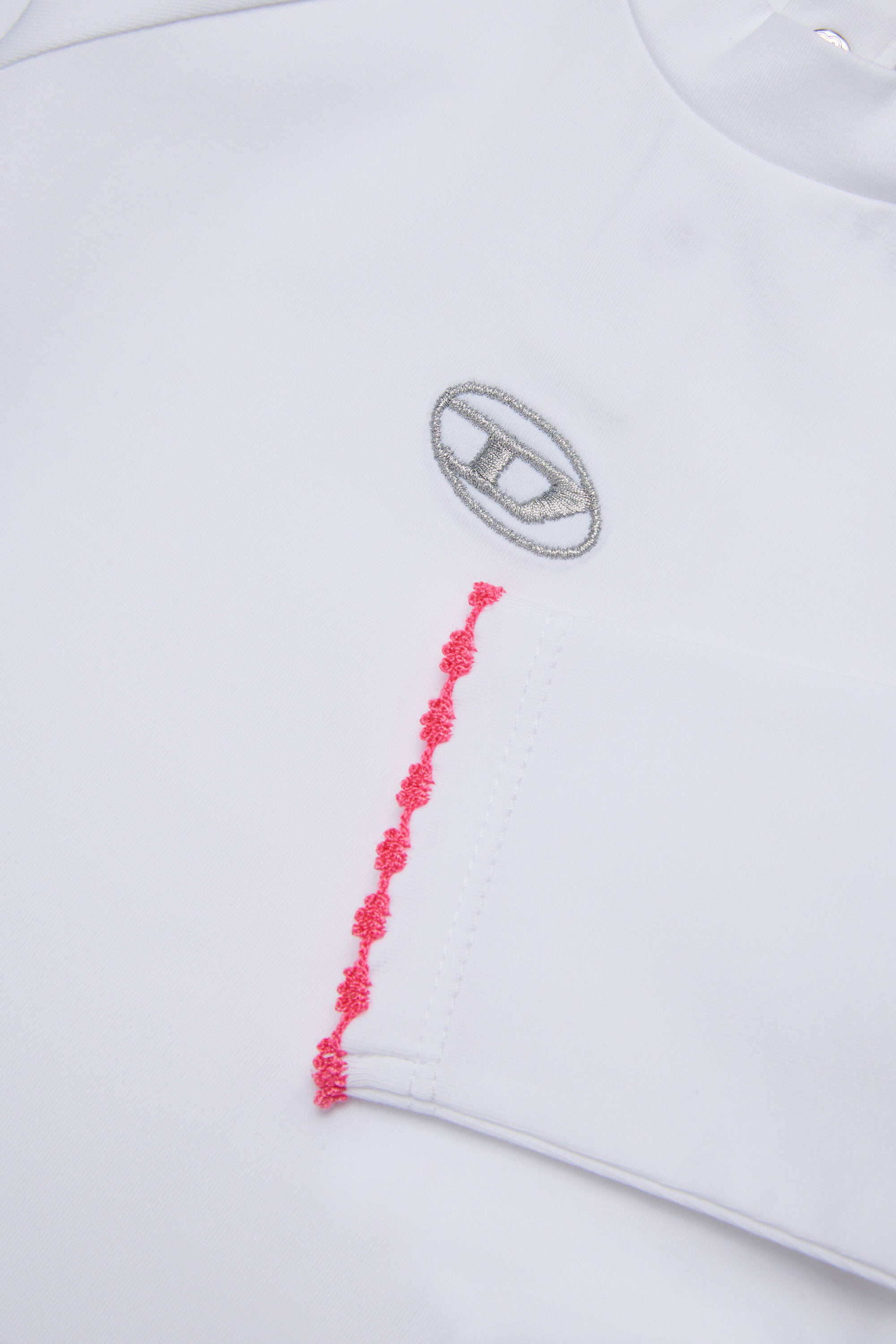 Cuello alto de jersey elástico con logotipo D ovalado de lúrex