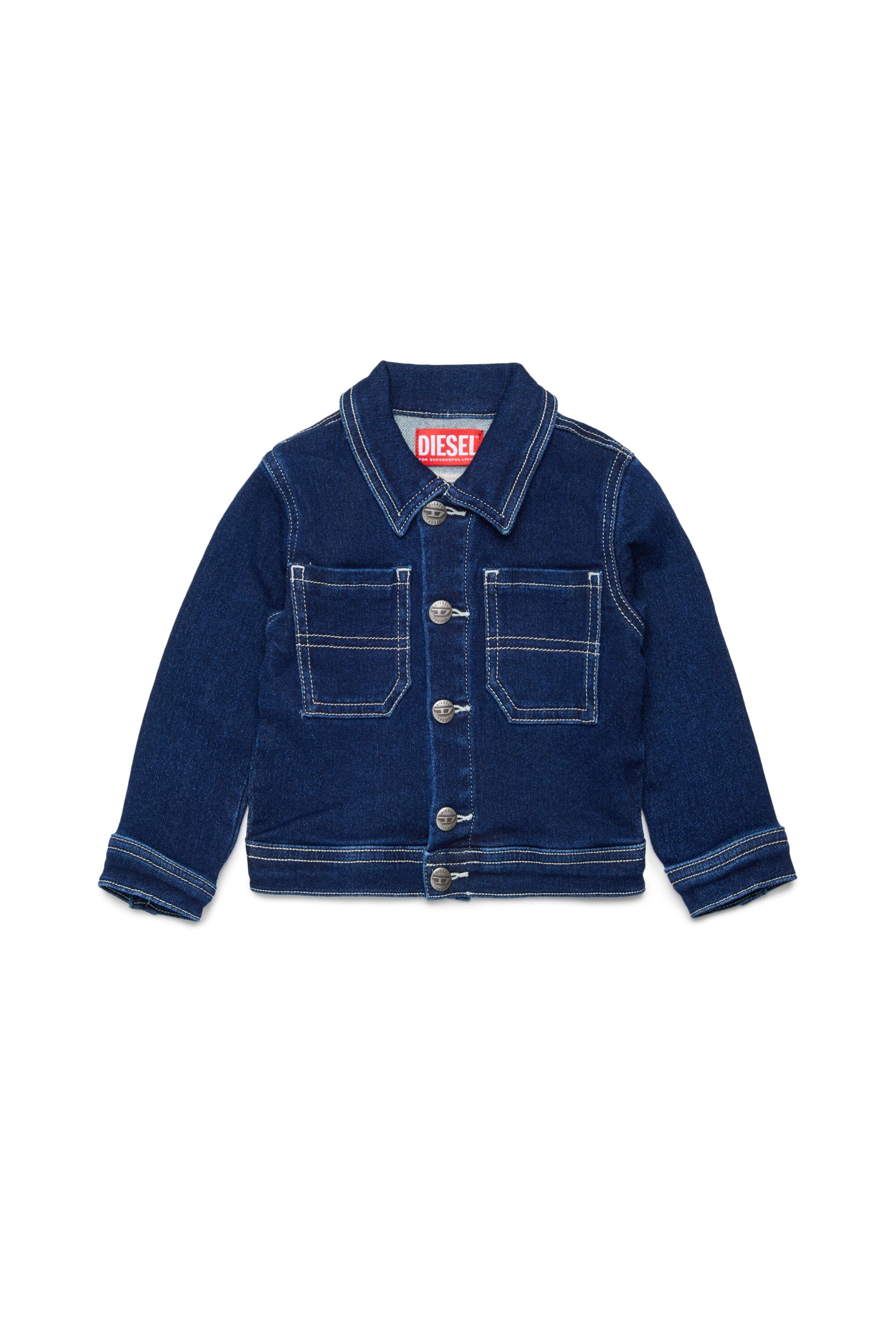 Denim jacket with printed logo