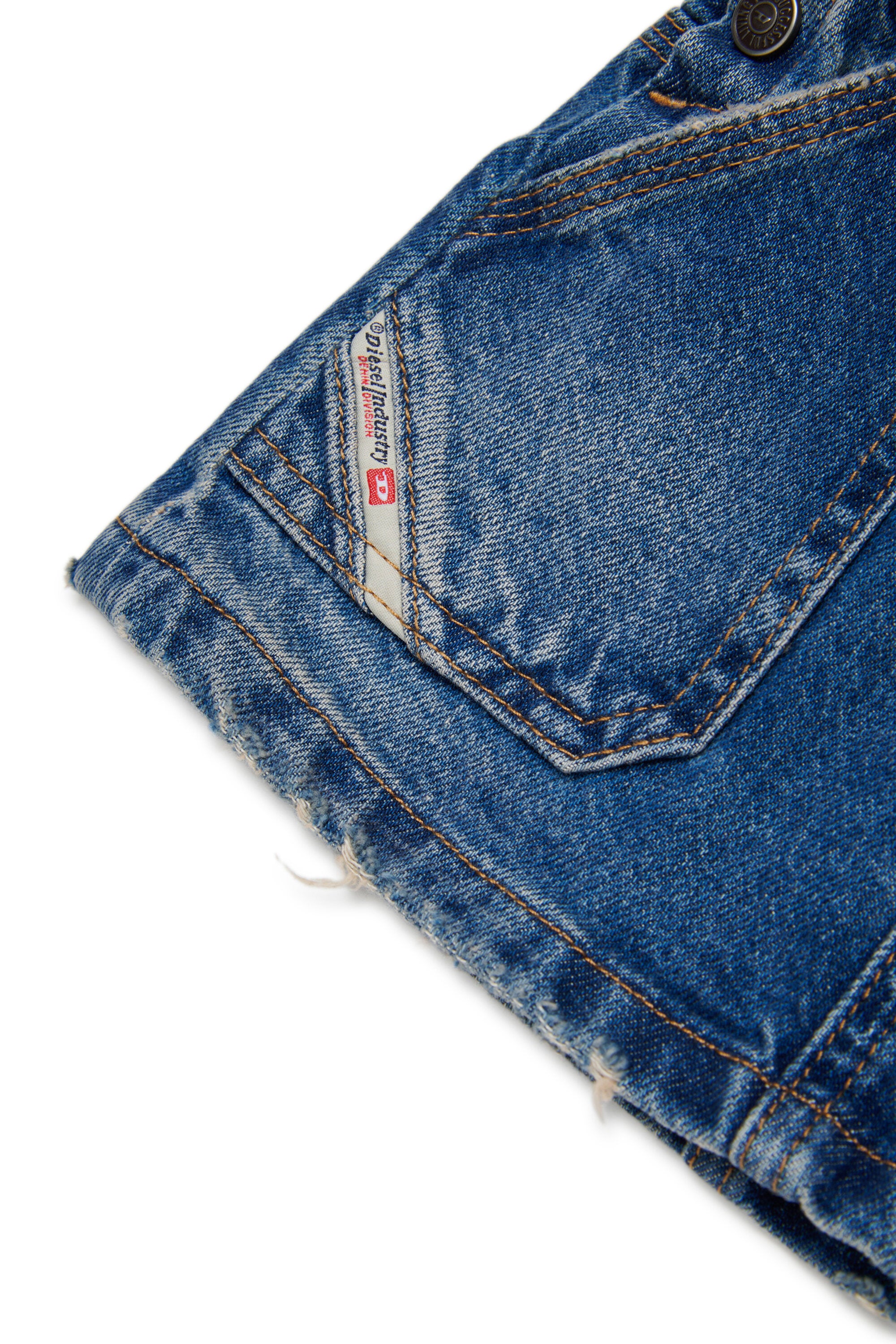 Short denim overalls