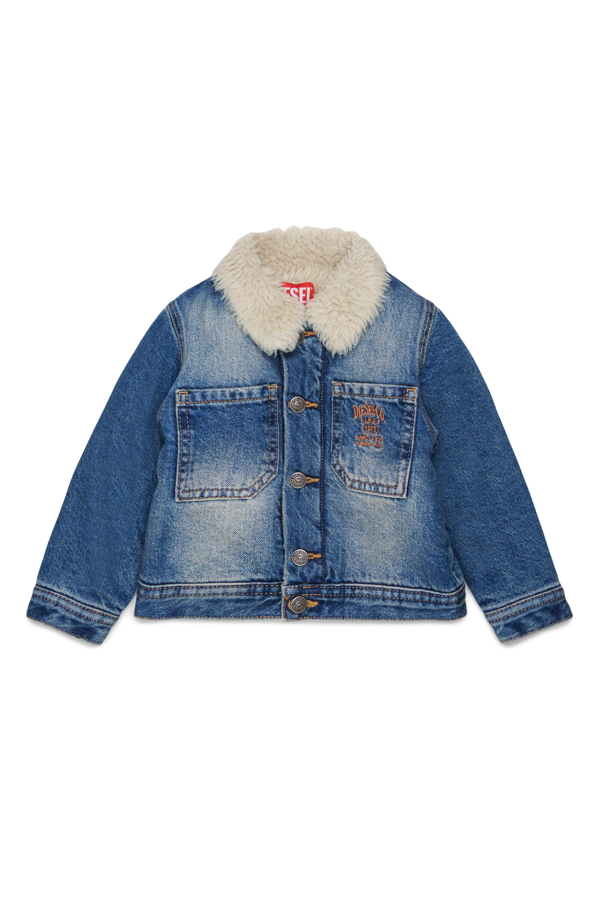 Denim jacket with printed logo
