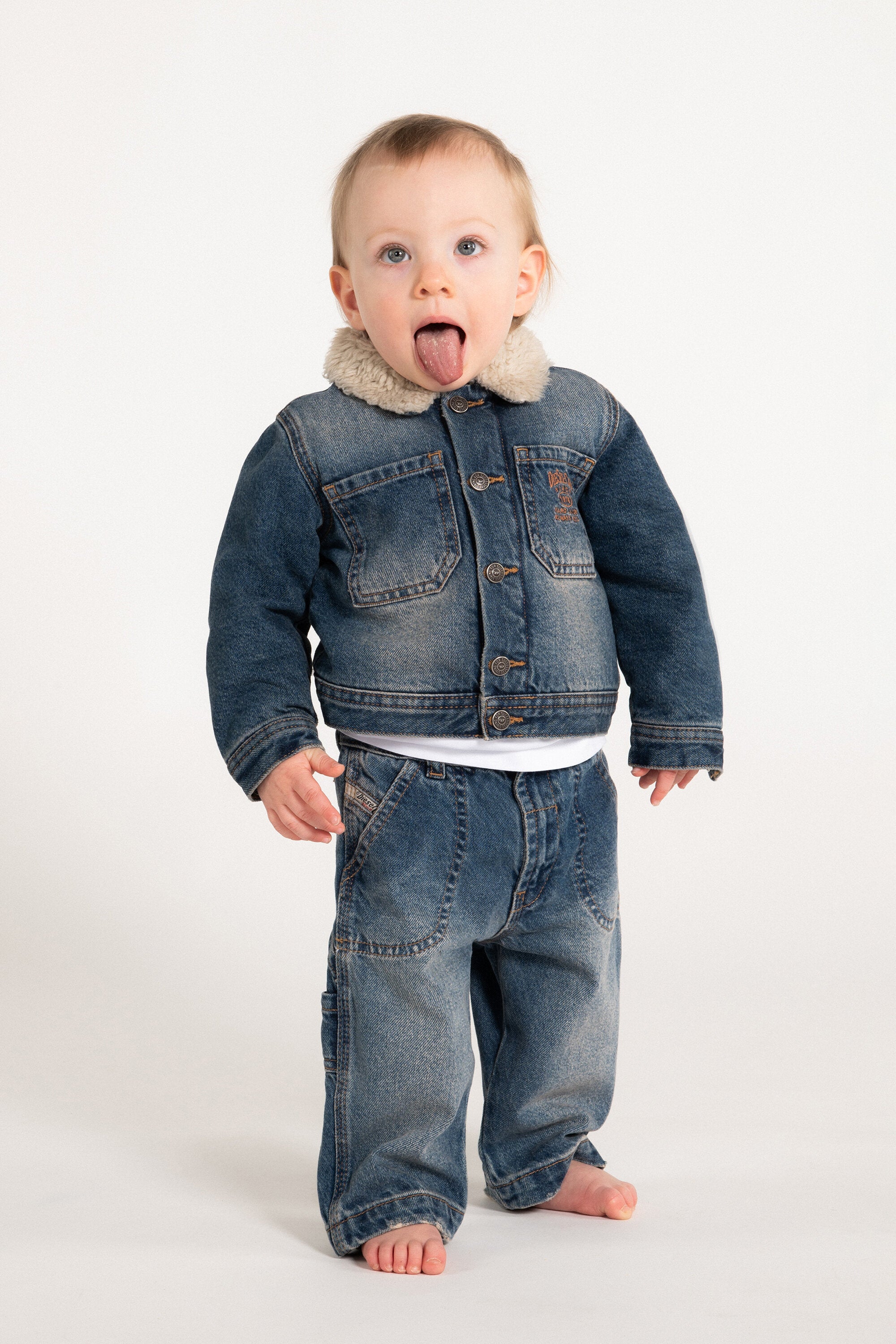 Denim jacket with printed logo
