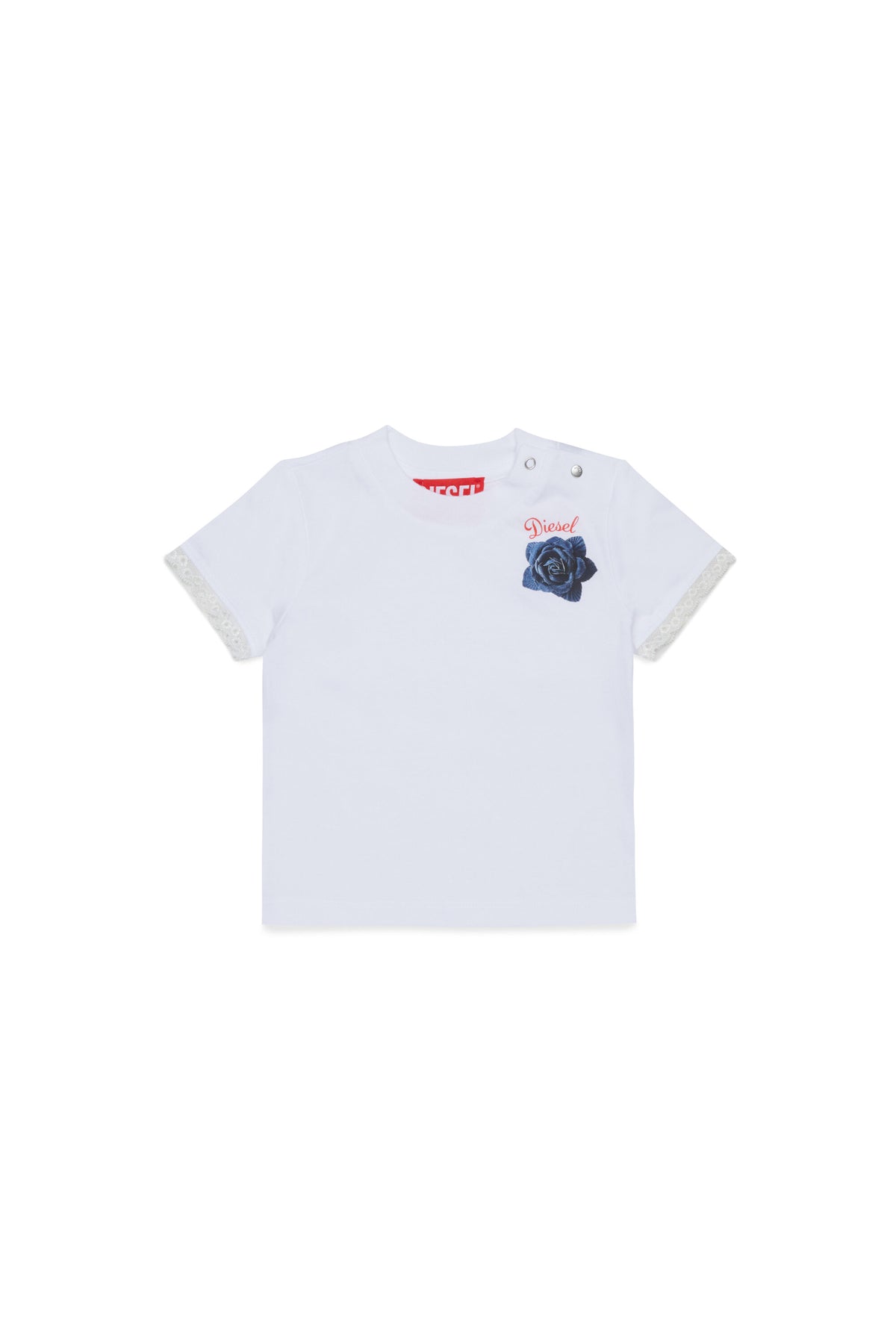 Camiseta con logo y mangas de encaje