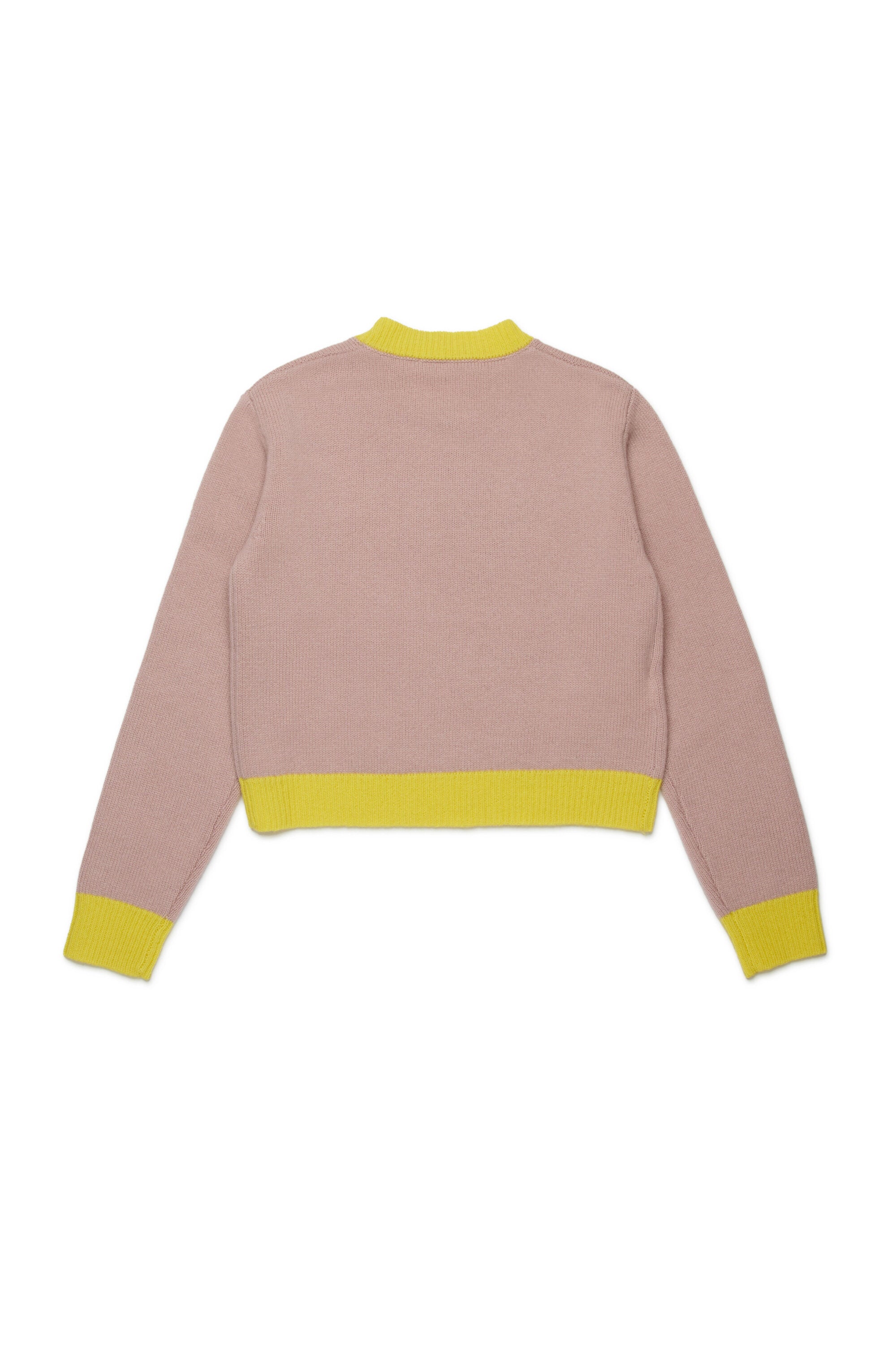 Jersey de cuello redondo en mezcla de lana y cachemira con bloques de color