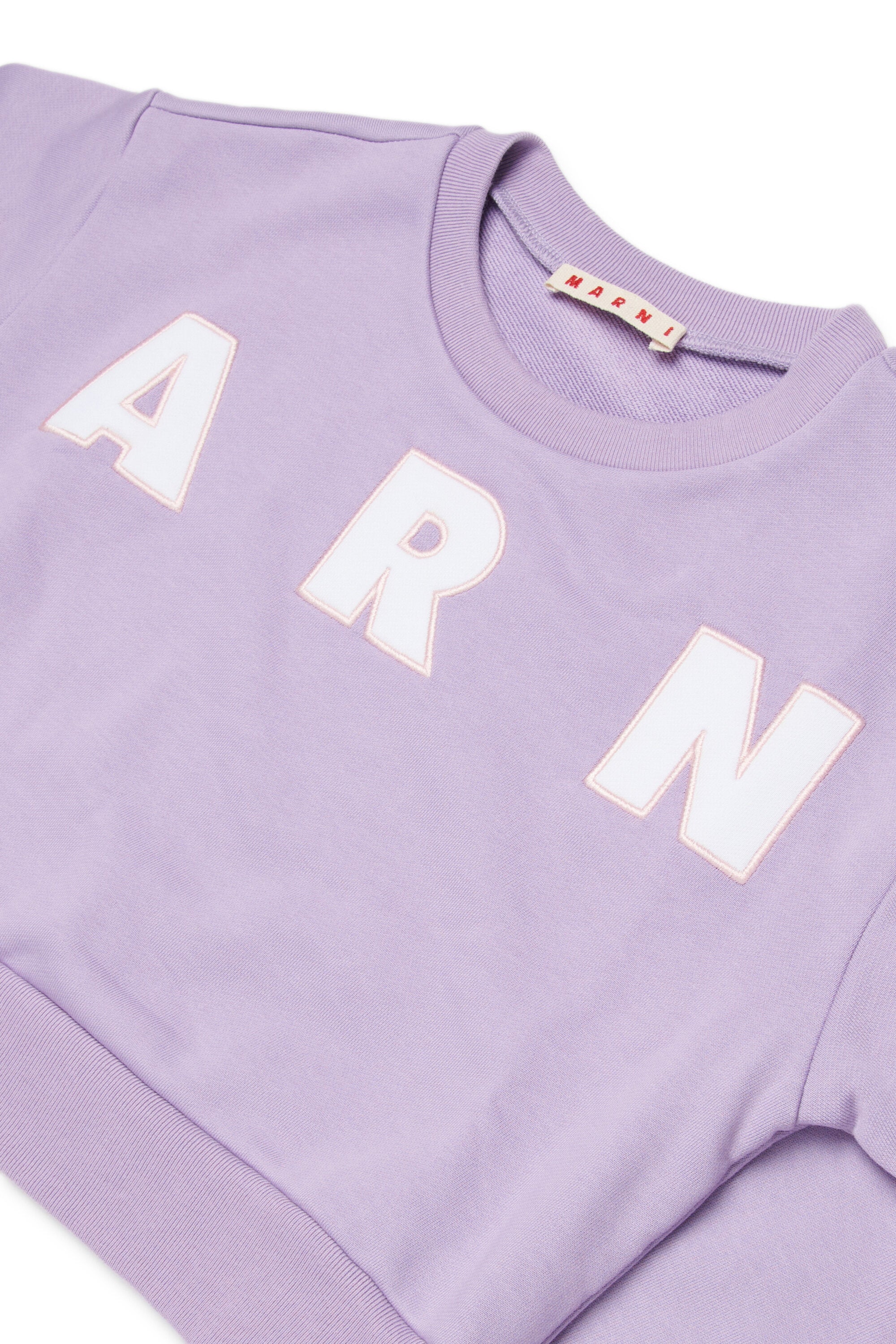 Cropped crew-neck sweatshirt with embroidered Marni patch logo