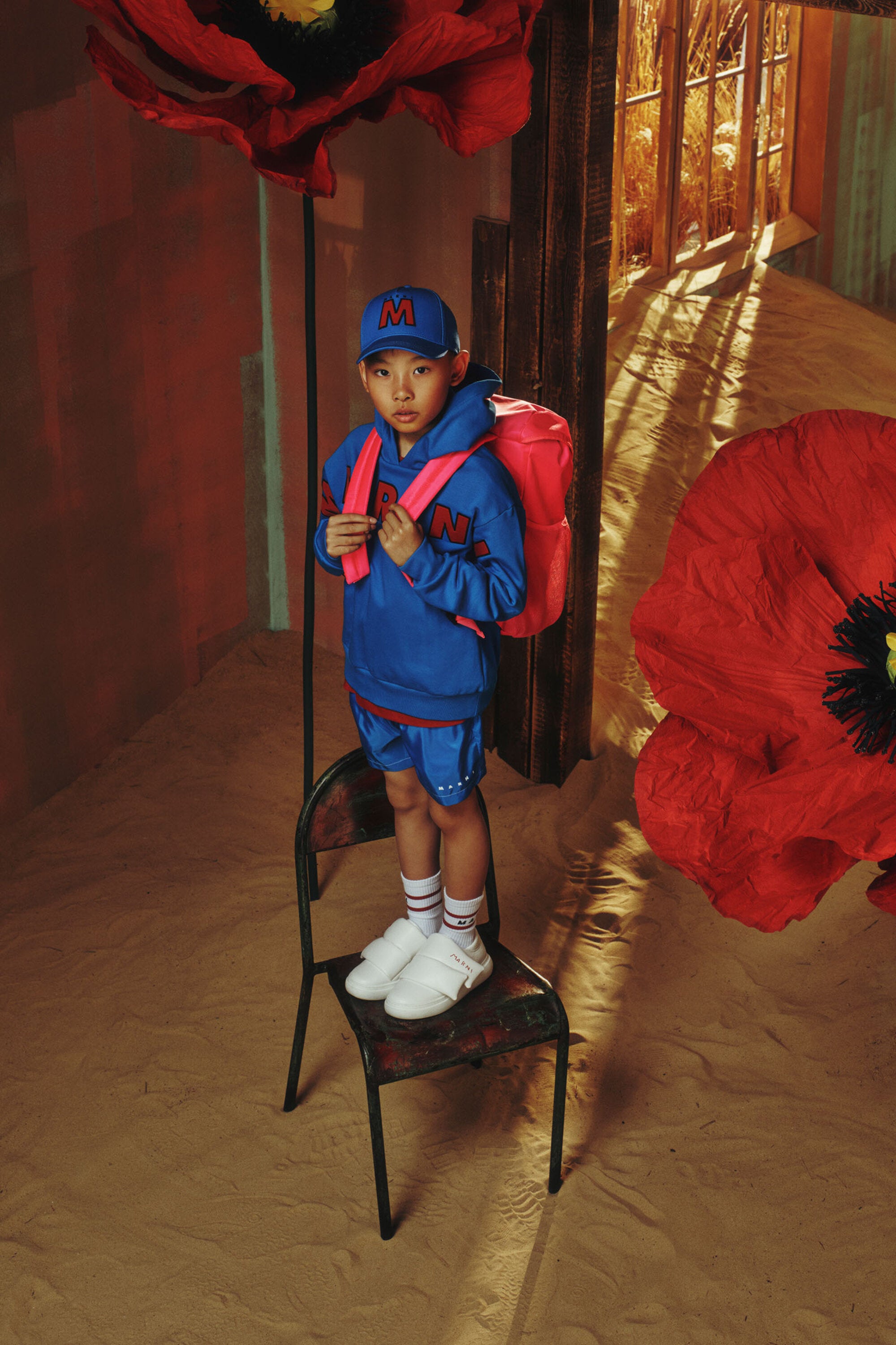 Hooded sweatshirt with embroidered Marni patch logo