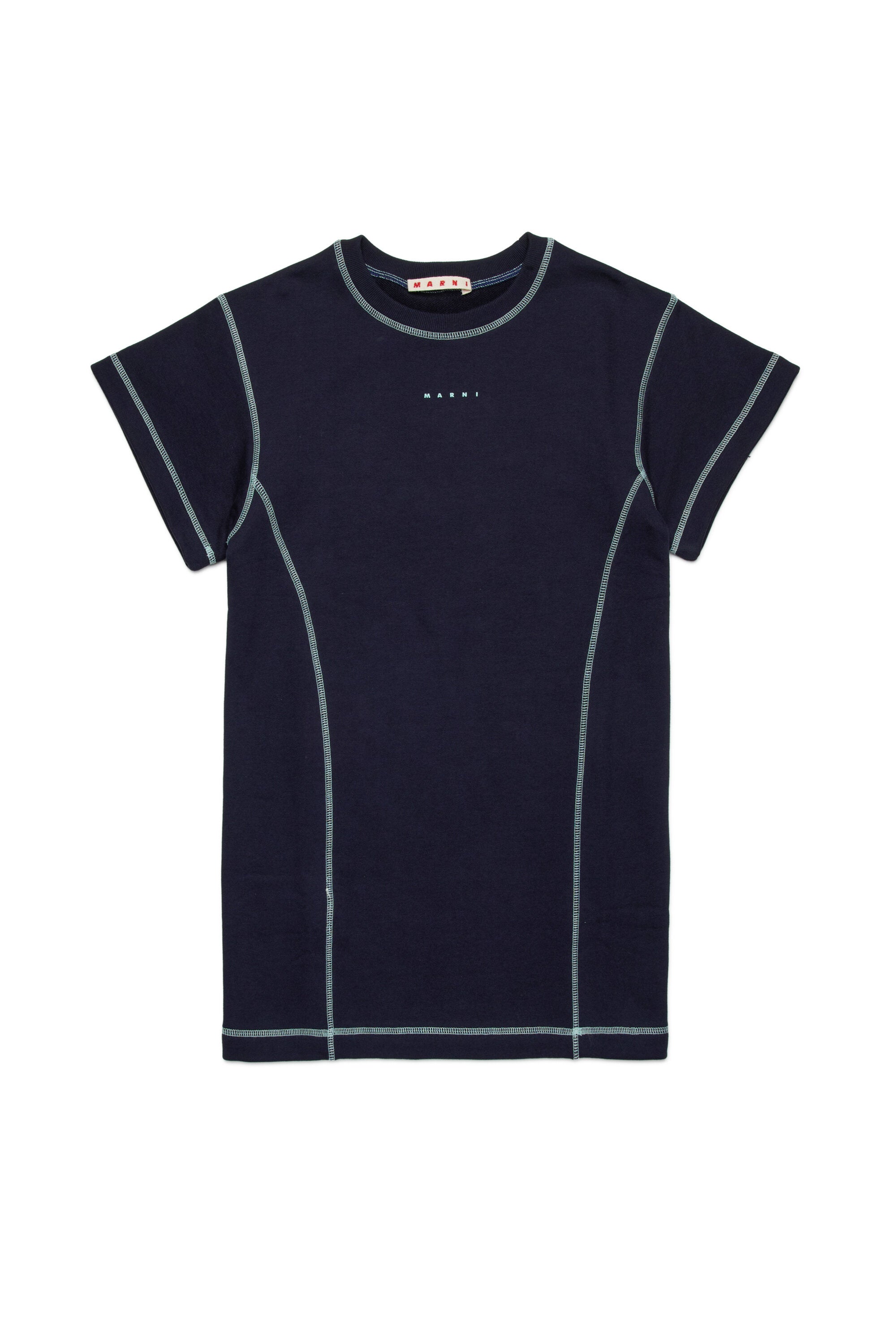 Fleece dress with contrasting seams