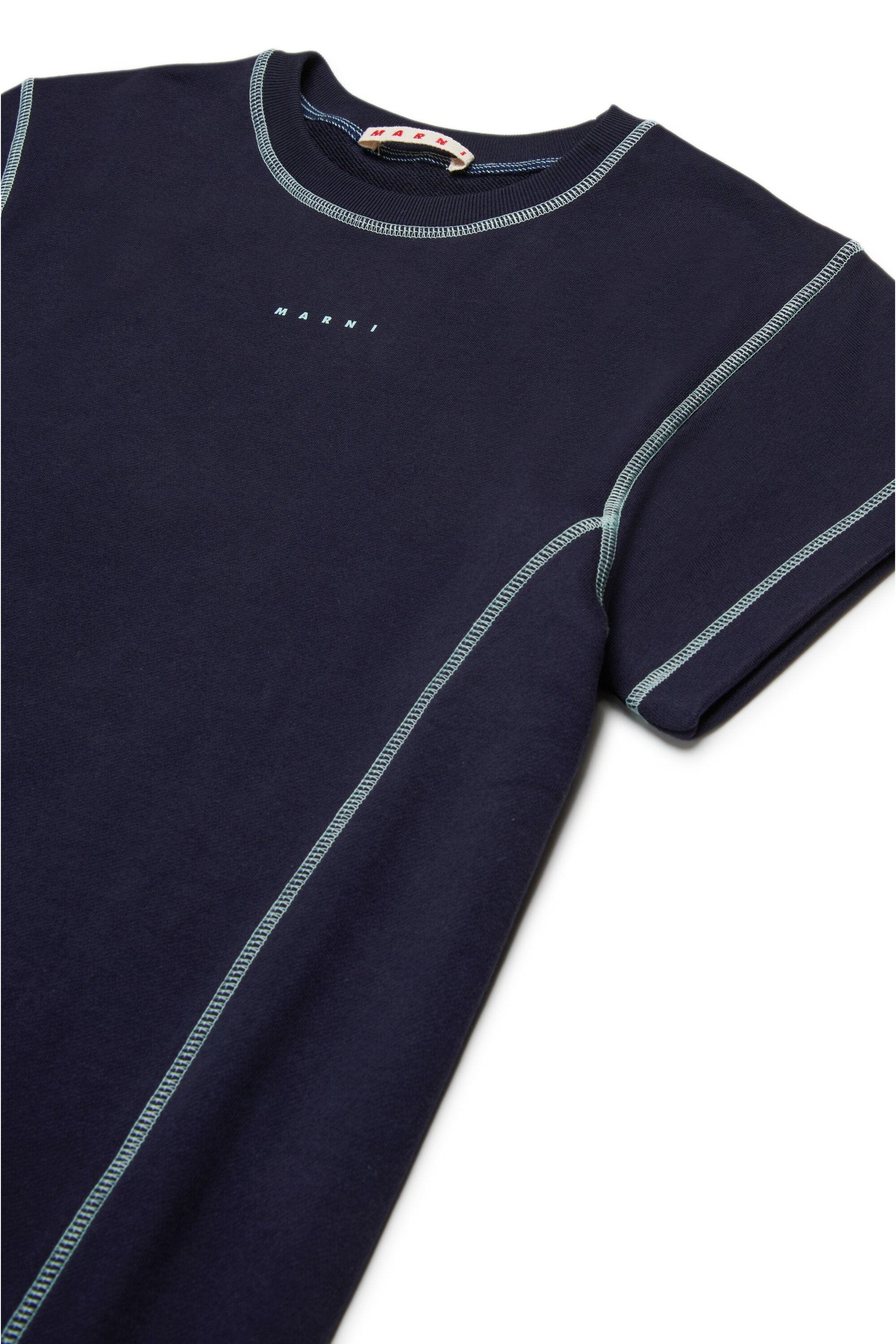 Vestido de felpa con costuras en contraste