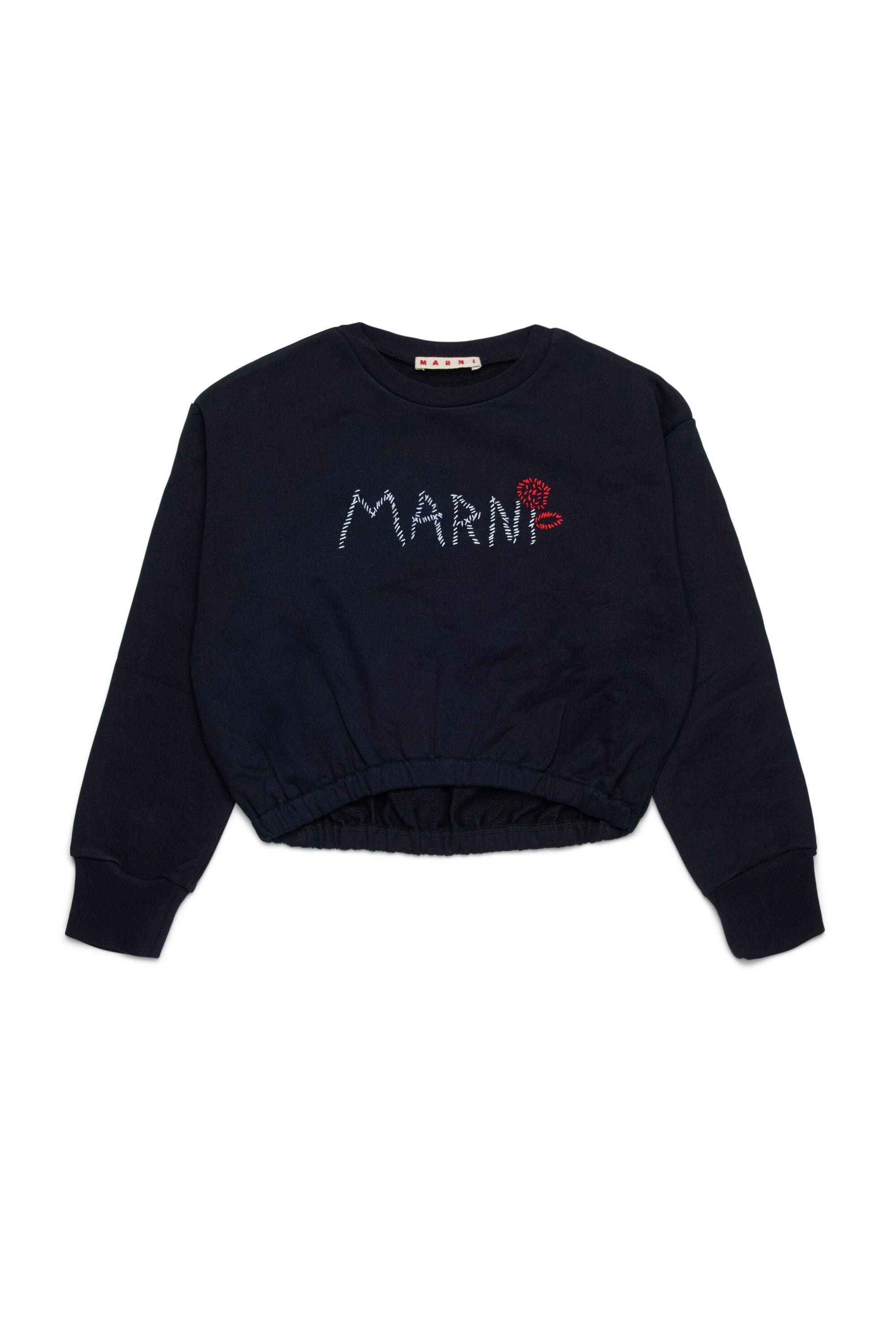 Sudadera corta de cuello redondo con la marca Marni Flower