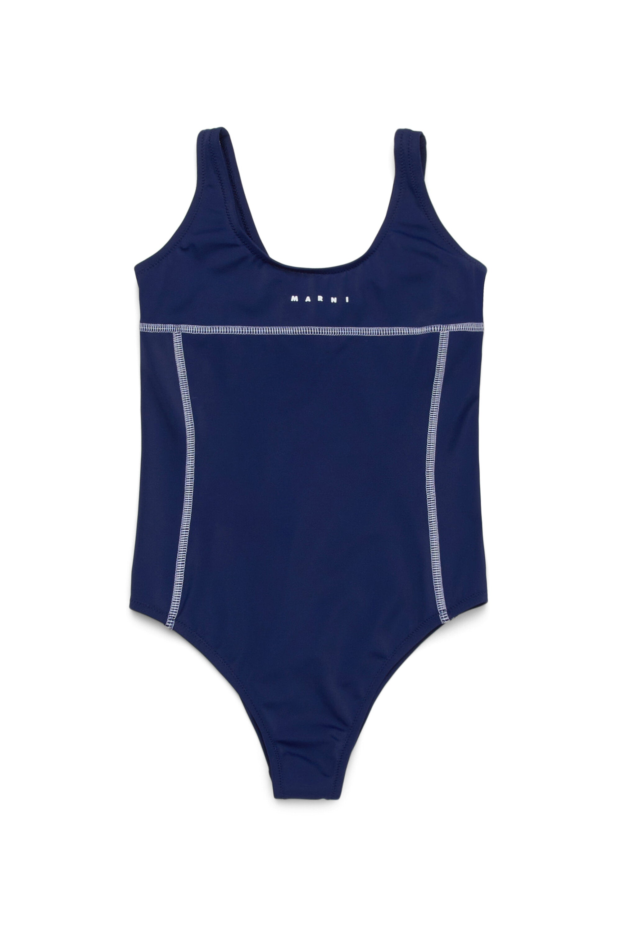 One-piece swimsuit with institutional logo