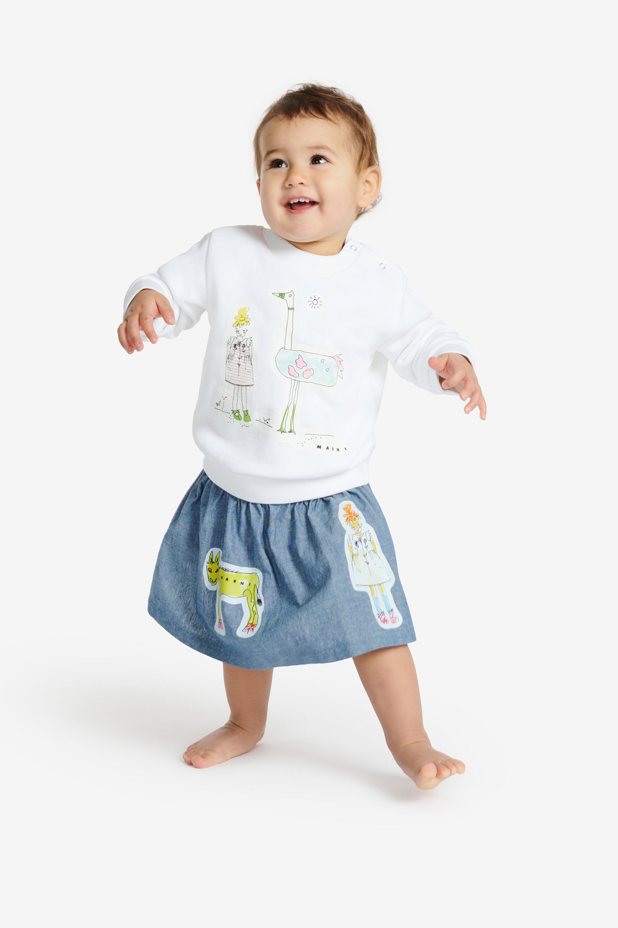 Falda de cambray estampada