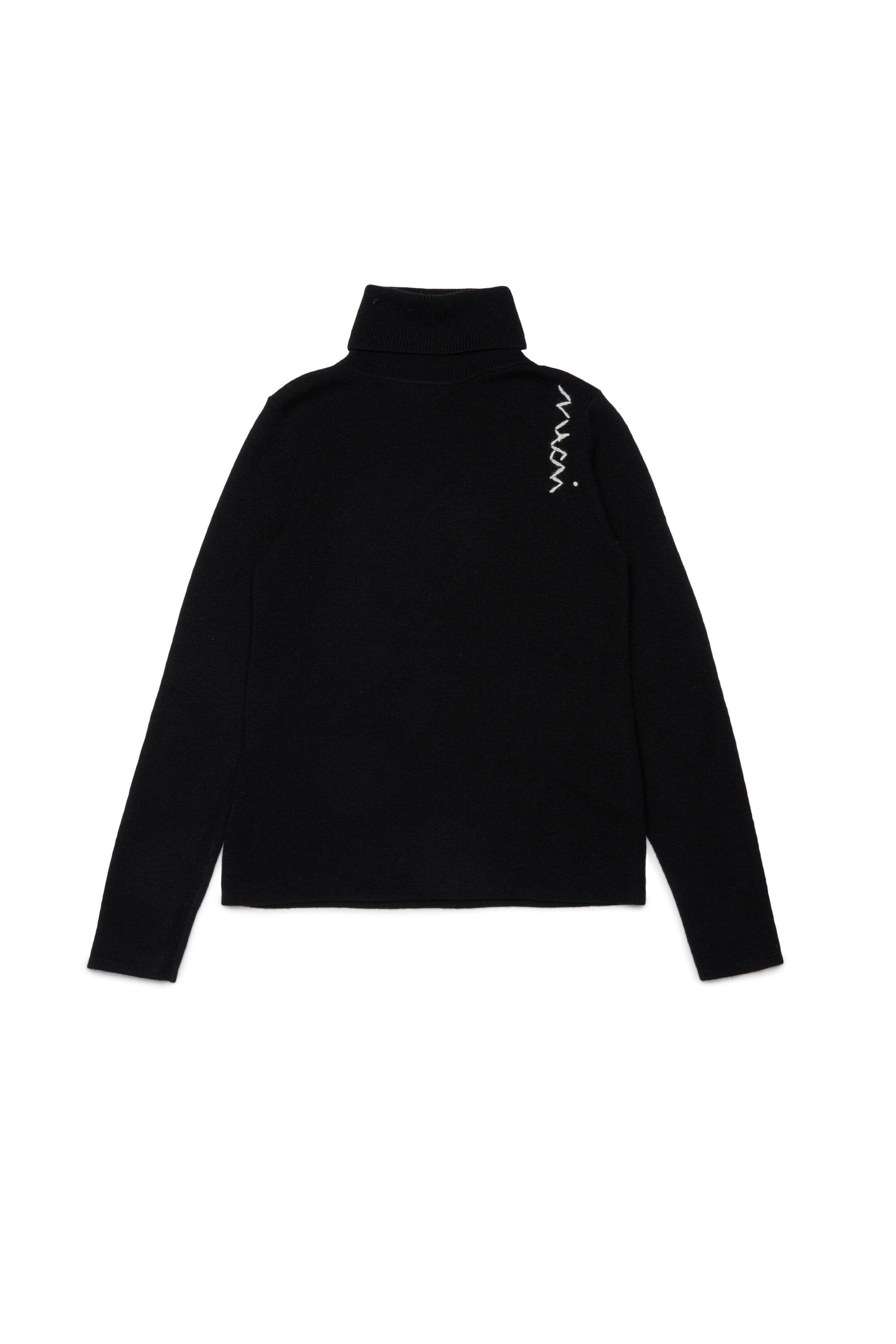 Jersey de cuello alto en mezcla de lana canalé